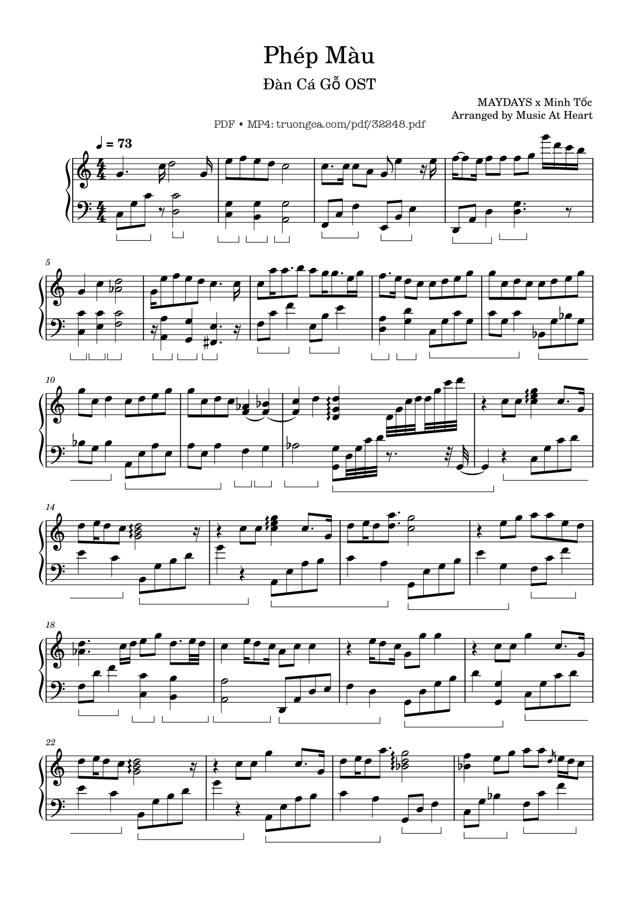 Page 1 of the piano sheet music PDF – Phép Màu Piano (tông Đô Trưởng) by Minh Tốc