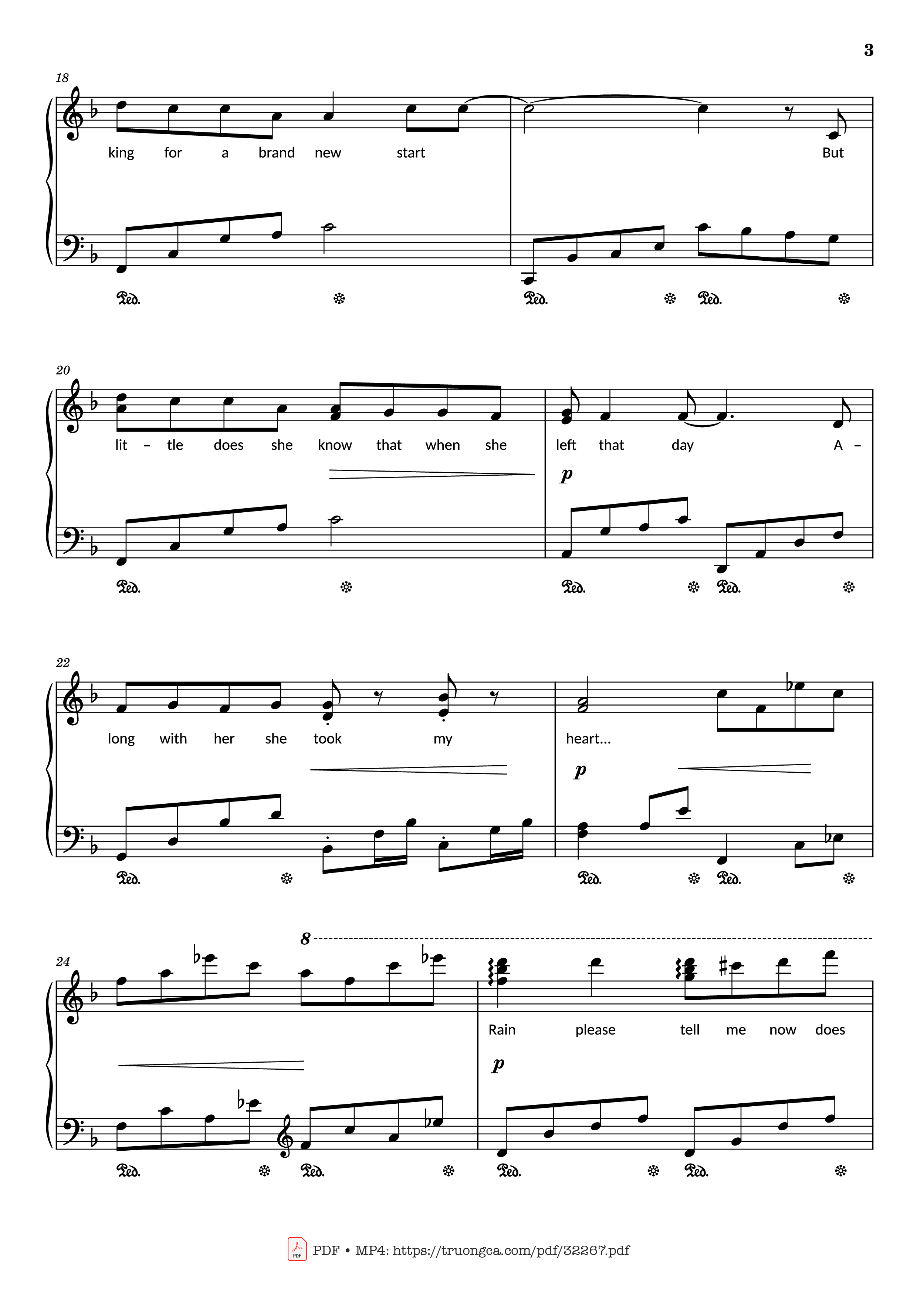 Page 3 of the piano sheet music PDF – Rhythm of the rain Piano by John Claude Gummoe
