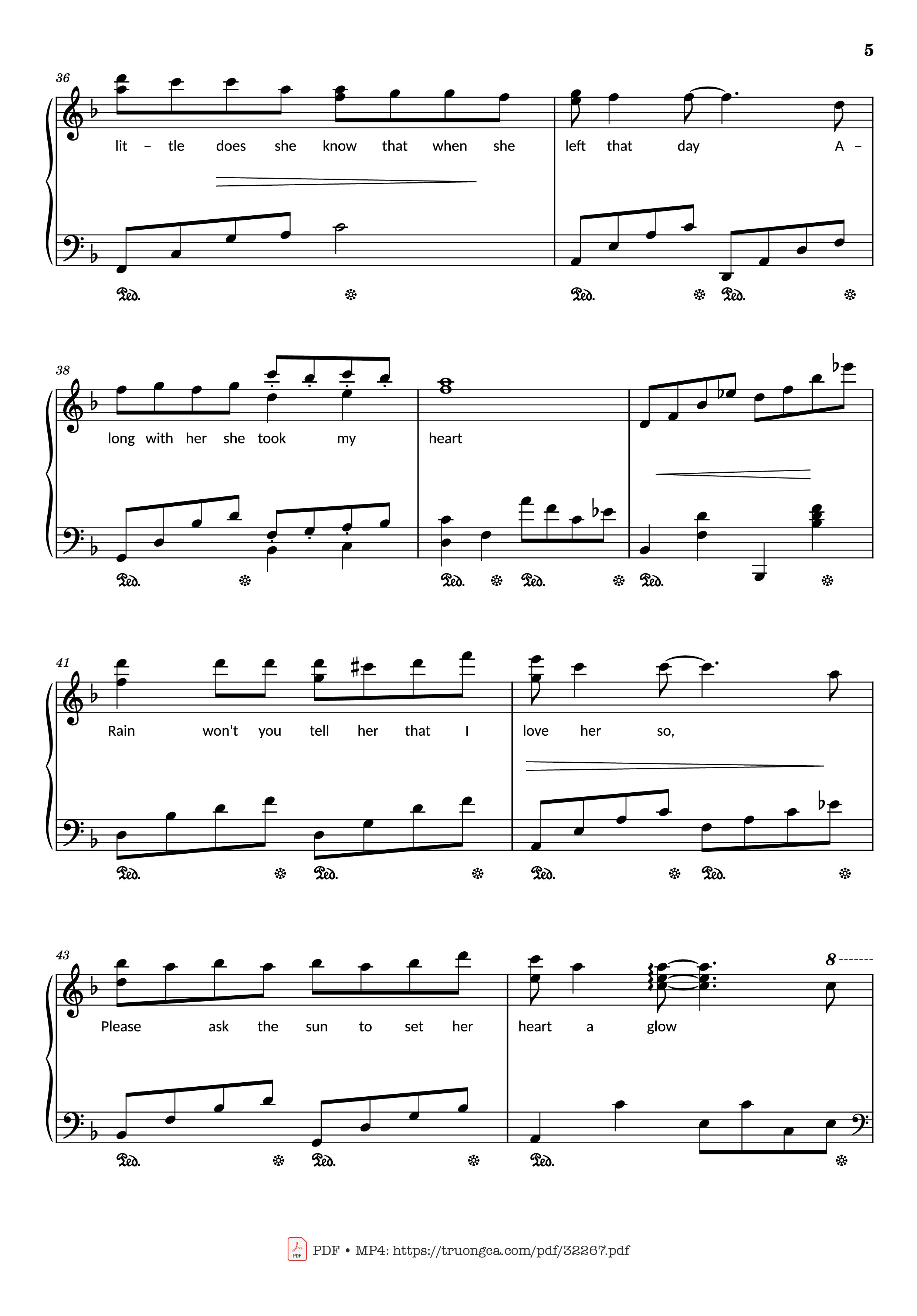 Page 5 of the piano sheet music PDF – Rhythm of the rain Piano by John Claude Gummoe