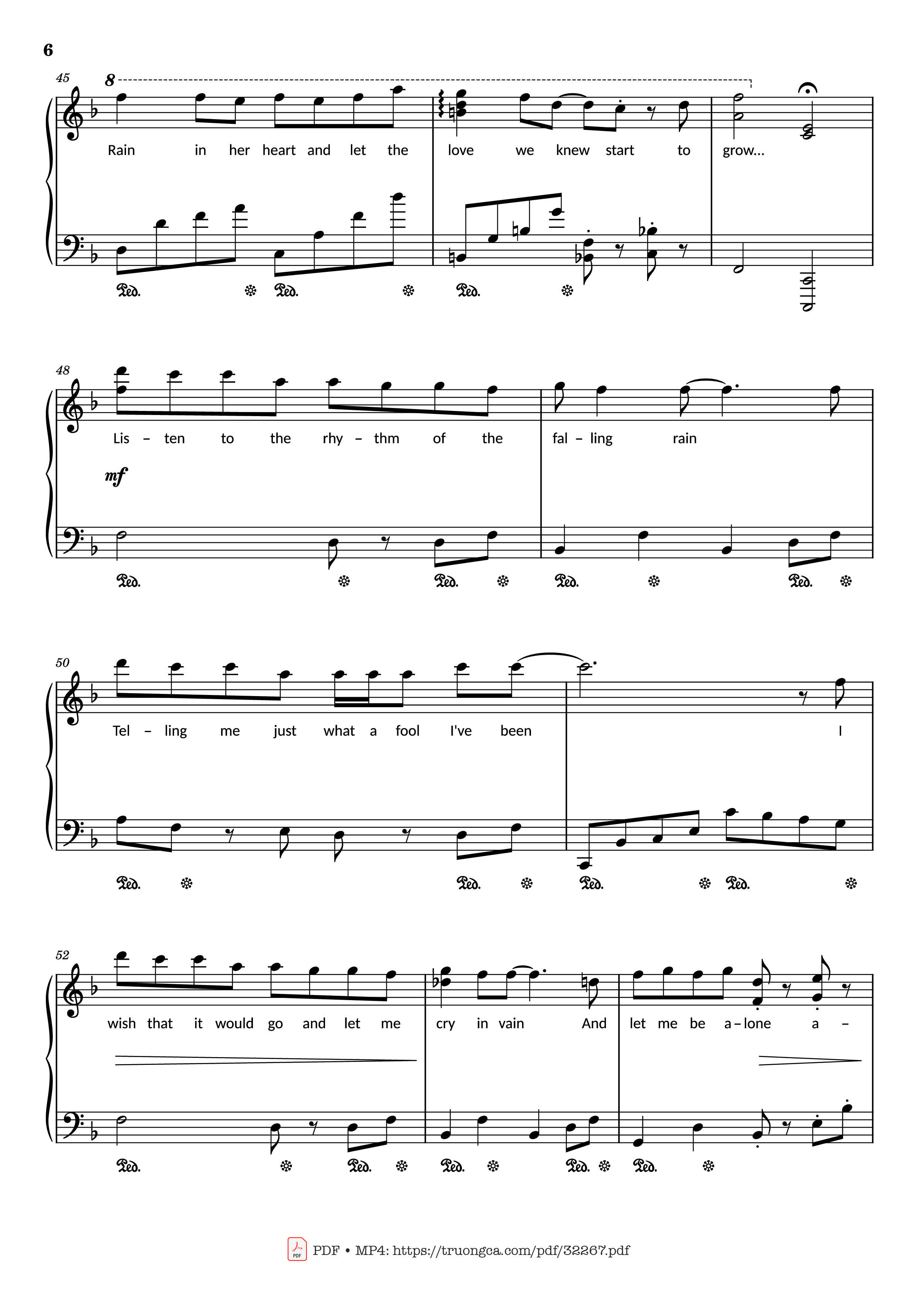 Page 6 of the piano sheet music PDF – Rhythm of the rain Piano by John Claude Gummoe