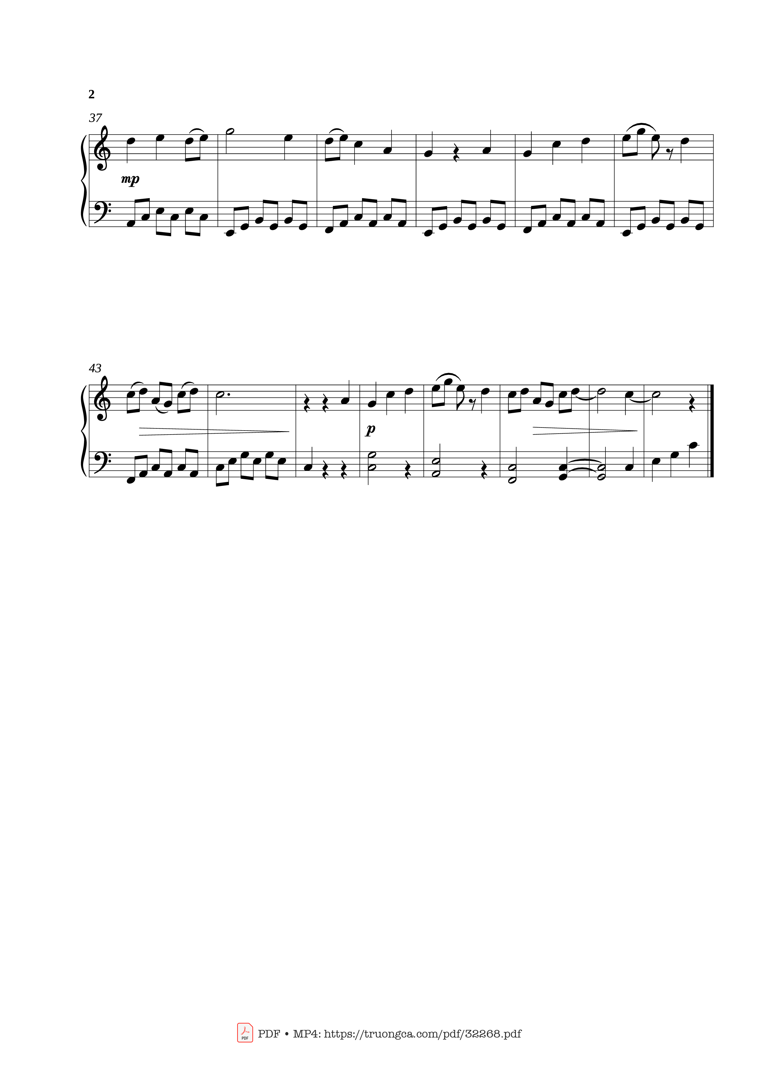 Page 2 of the piano sheet music PDF Piano – Đi học (Easy version) Piano by Bùi Đình Thảo