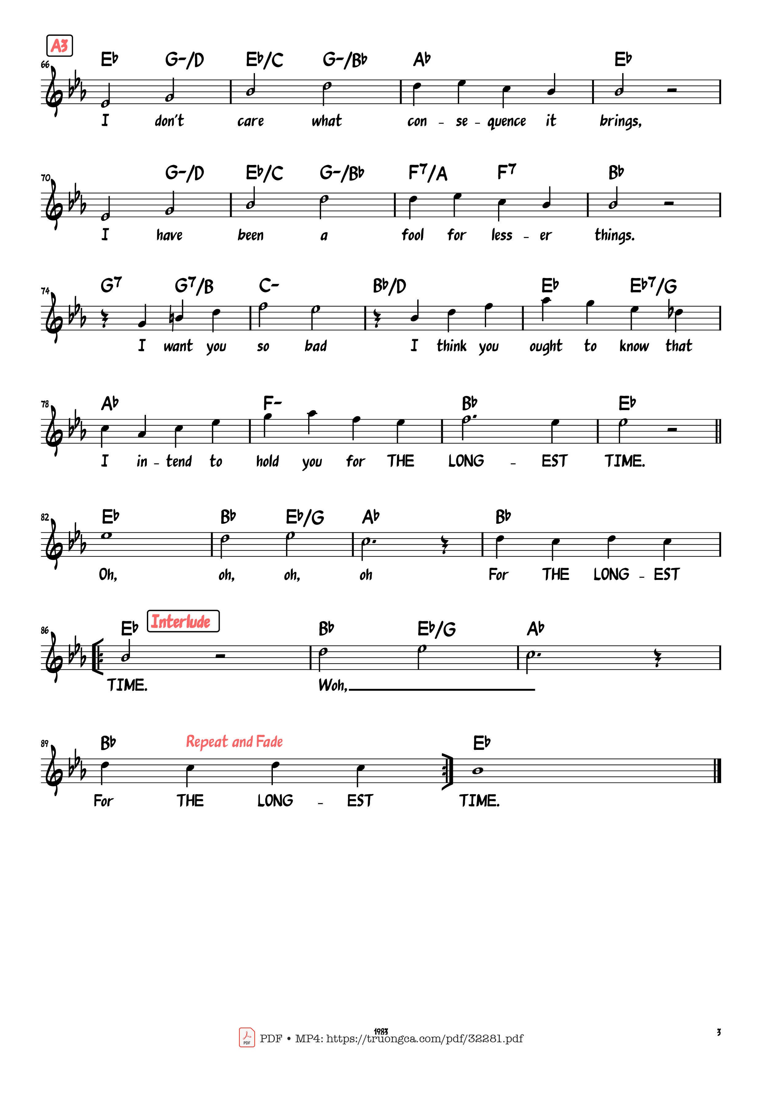 Page 3 of the piano sheet music PDF Piano – The Longest Time by Billy Joel