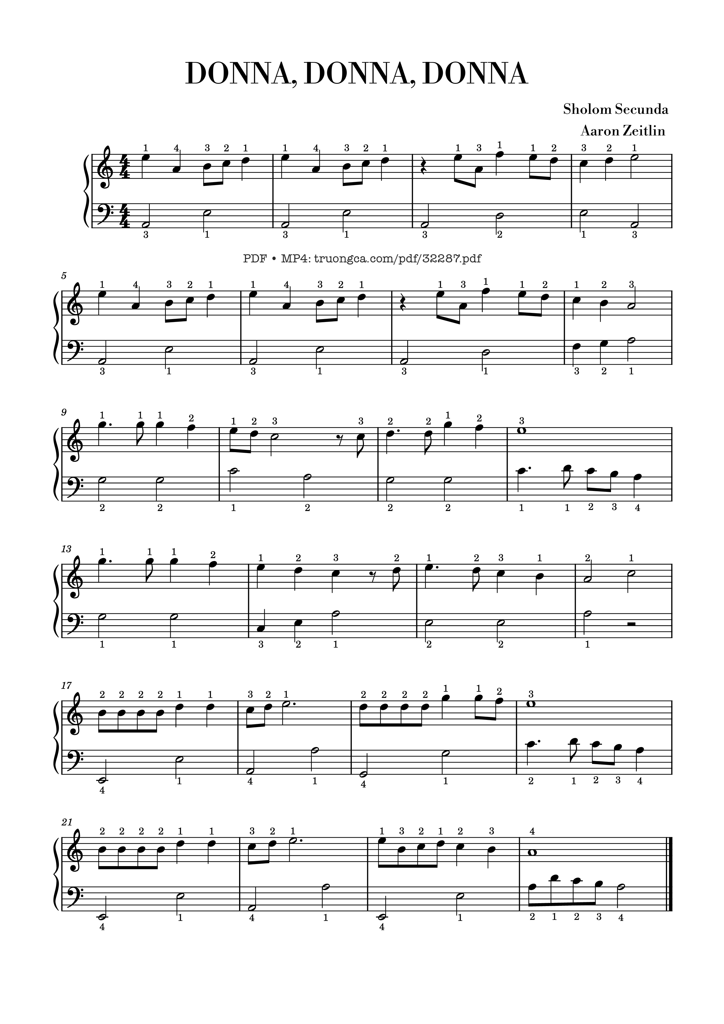 Page 1 of the piano sheet music PDF Piano – Donna, donna, donna Piano for Kid by Sholom Secunda