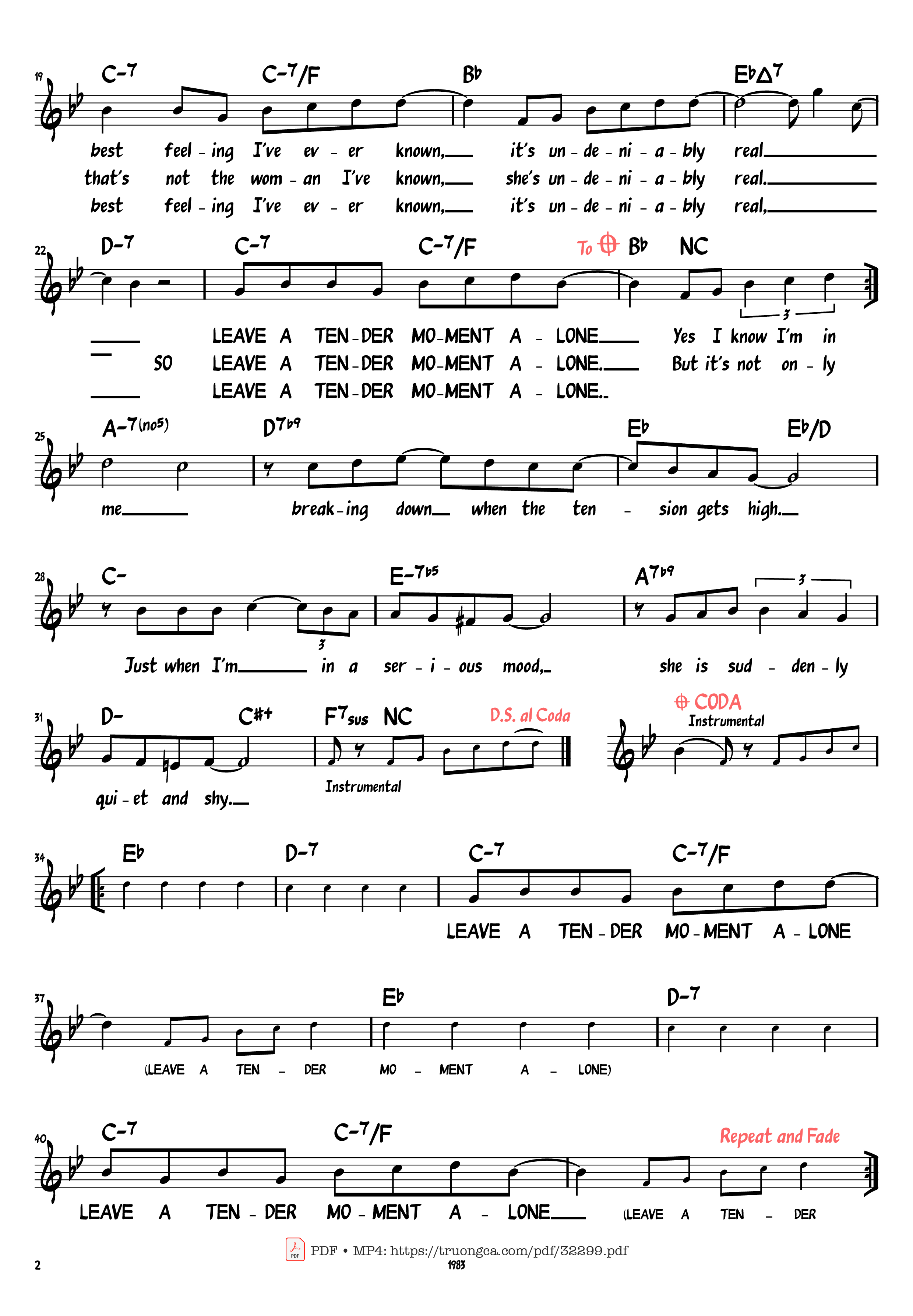 Page 2 of the piano sheet music PDF Piano – Leave a Tender Moment Alone by Billy Joel