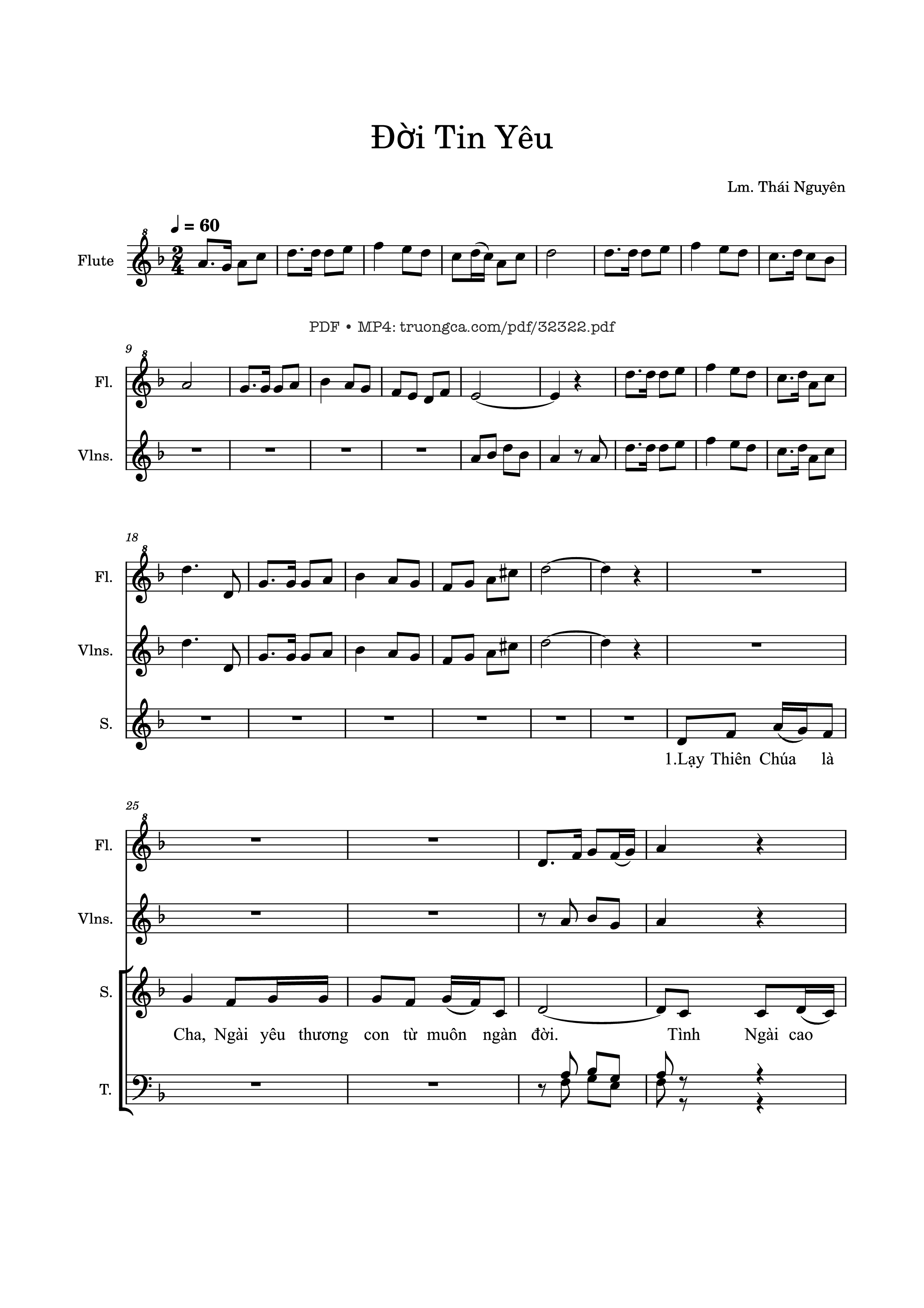 Page 1 of the piano sheet music PDF – Đời Tin Yêu (đệm Violin Sáo) by Thái Nguyên