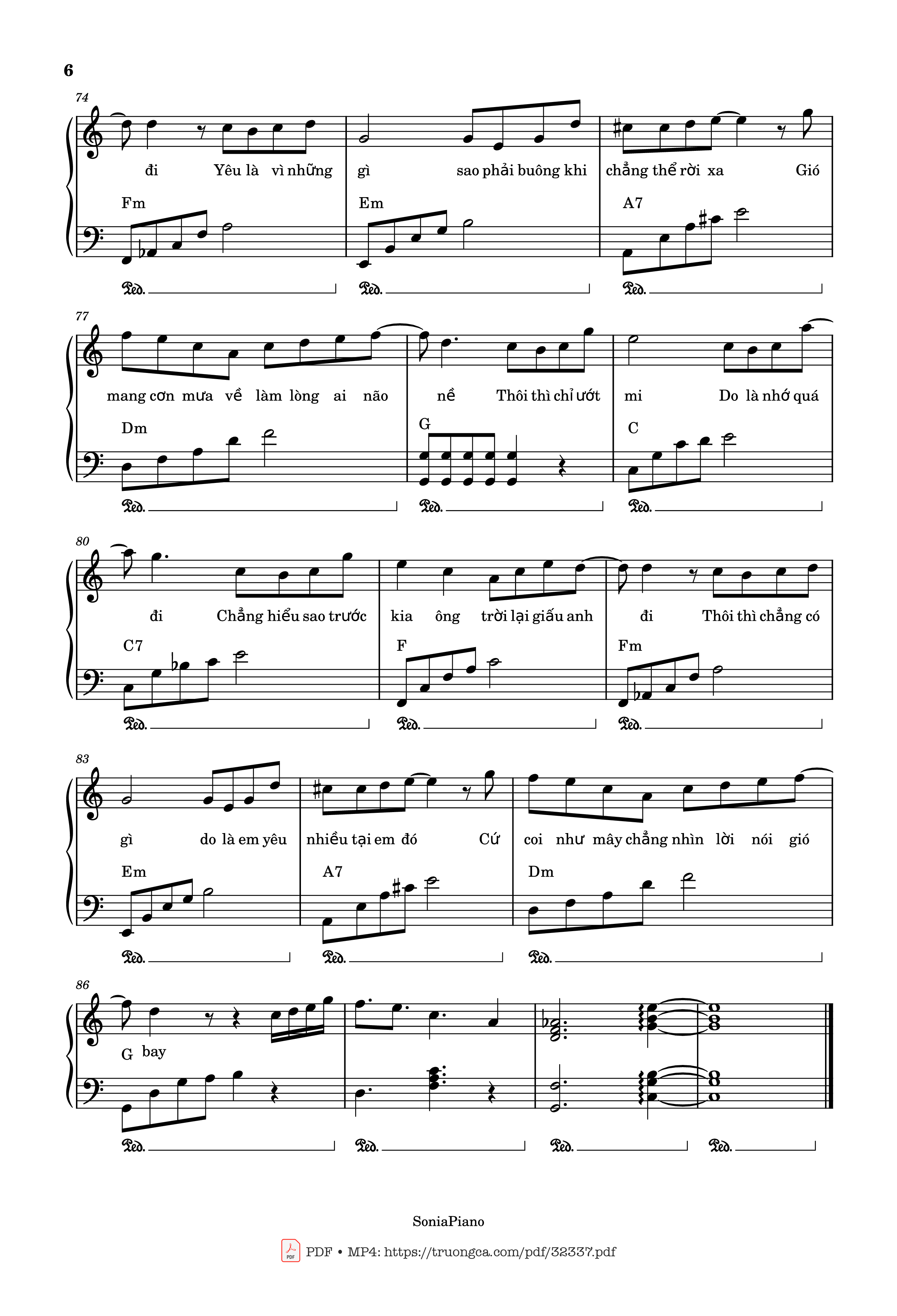 Page 6 of the piano sheet music PDF – Trời Giấu Trời Mang Đi Piano by Viruss