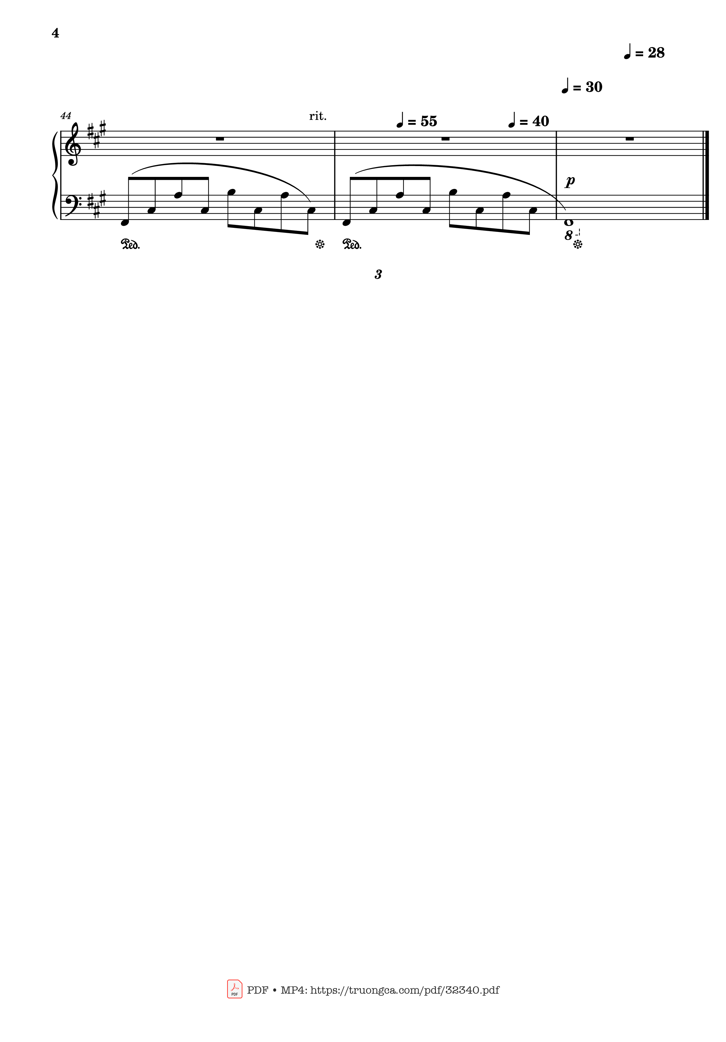 Page 4 of the piano sheet music PDF Piano – Lost Of Love, Sunflower theme Piano by Henry Mancini