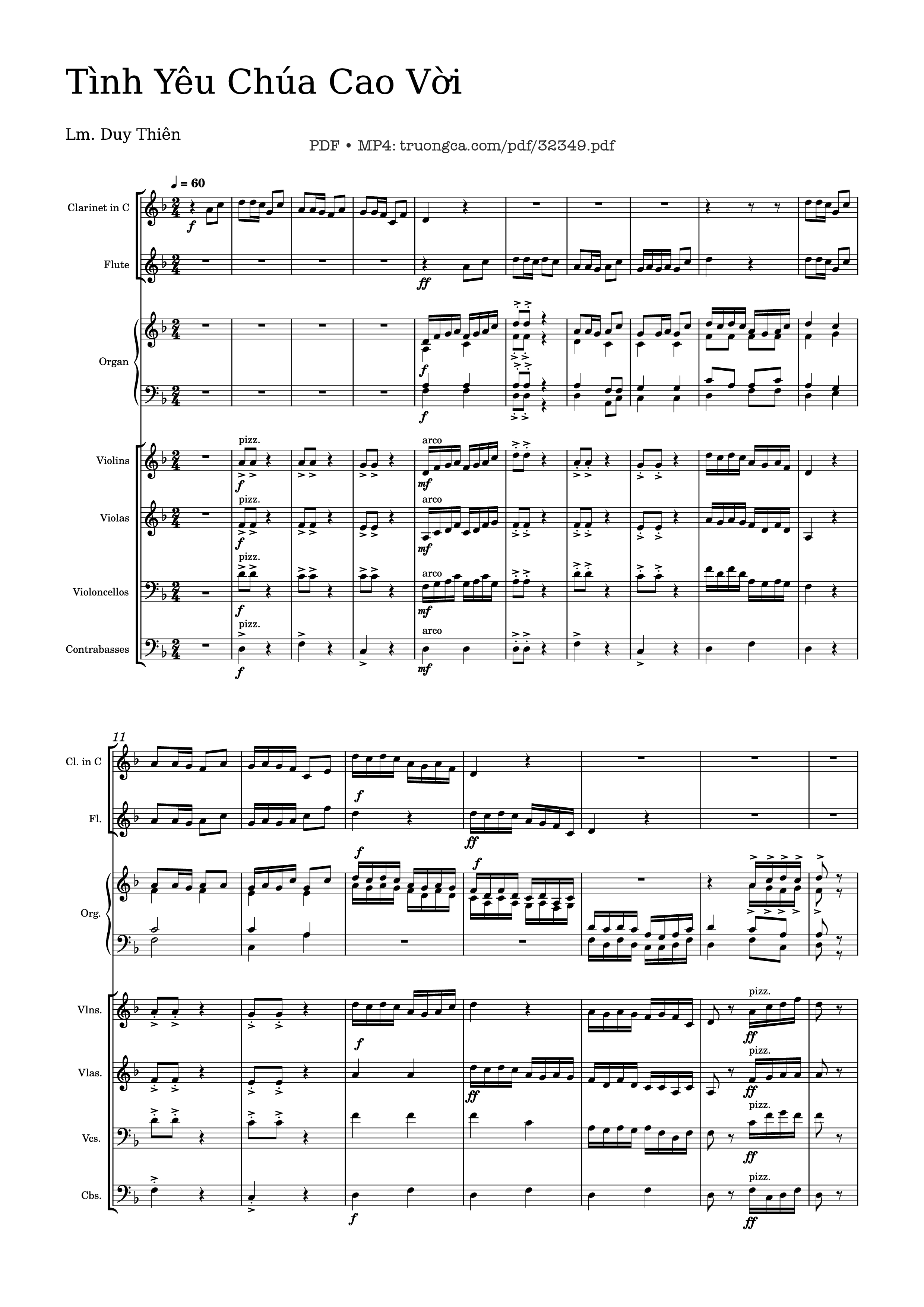 Page 1 of the piano sheet music PDF – Tình Chúa Cao Vời (Hợp xướng Violin, Organ, Sáo) by Lm. Duy Thiên