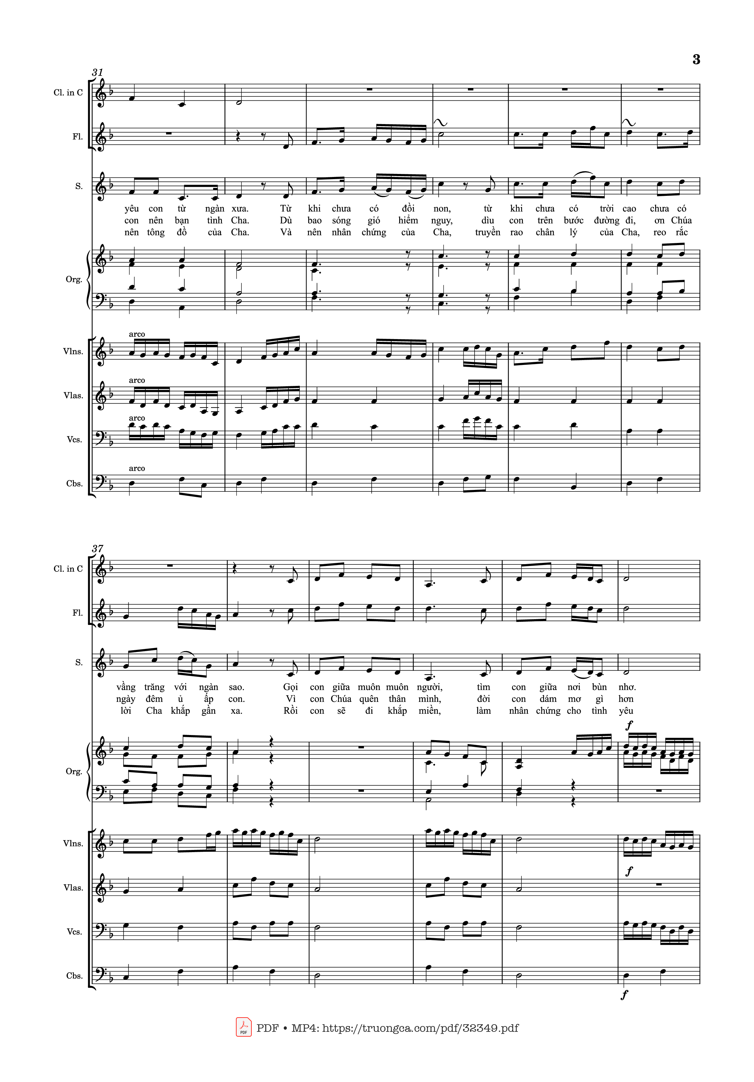 Page 3 of the piano sheet music PDF – Tình Chúa Cao Vời (Hợp xướng Violin, Organ, Sáo) by Lm. Duy Thiên