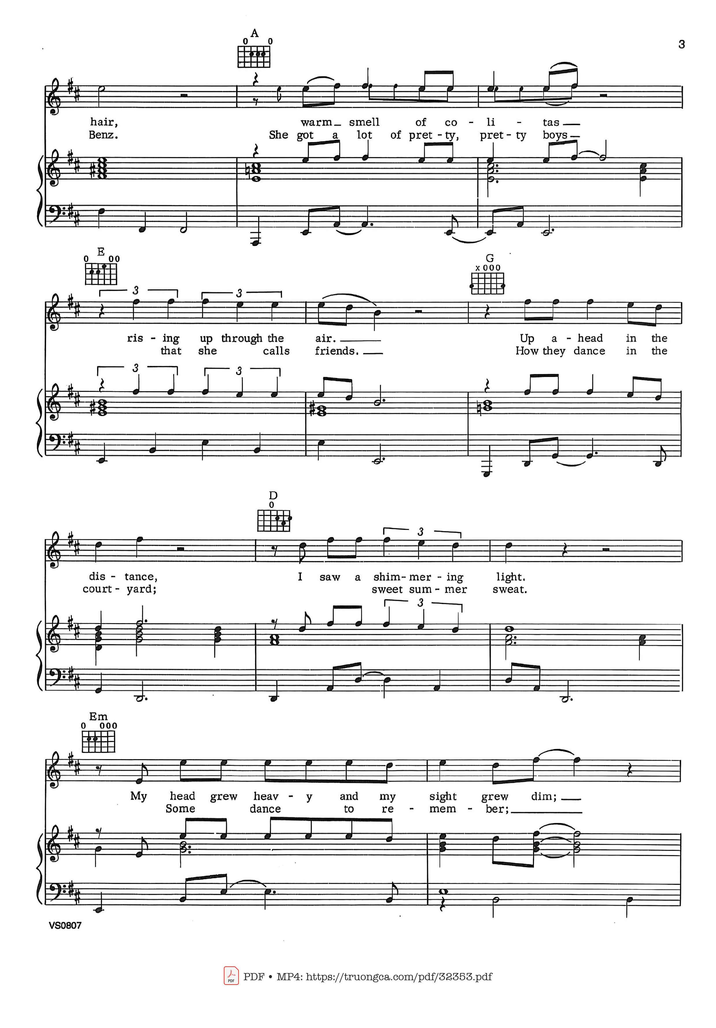 Page 2 of the piano sheet music PDF – Hotel California Piano-Vocal by Eagles