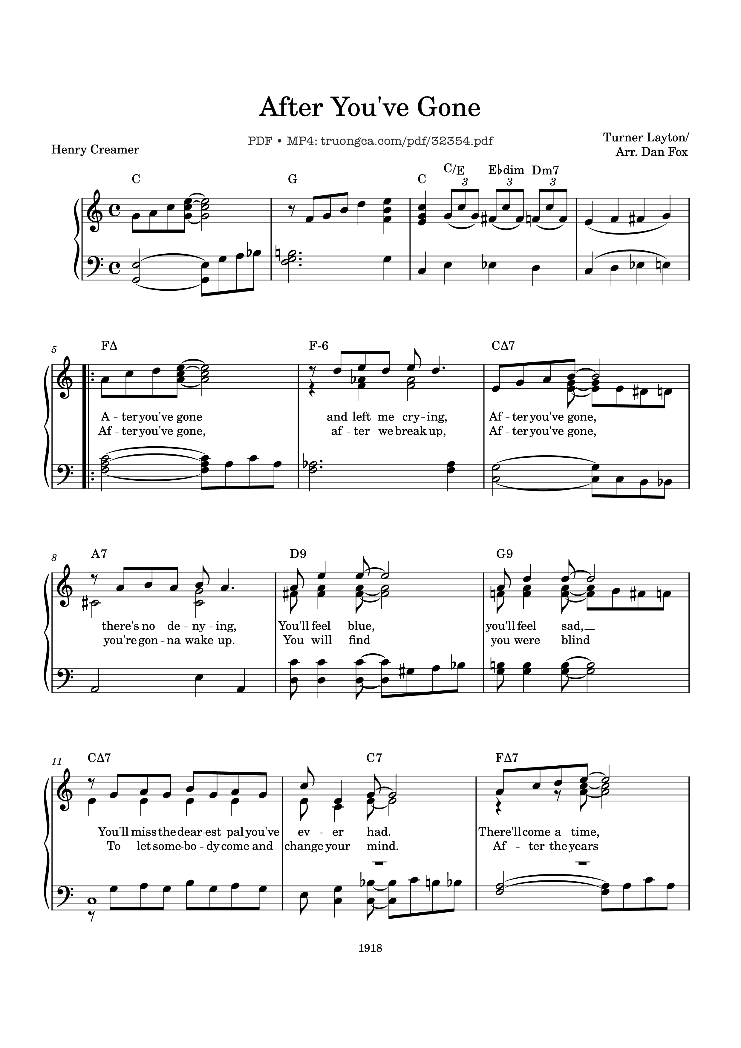 Page 1 of the piano sheet music PDF Piano – After You