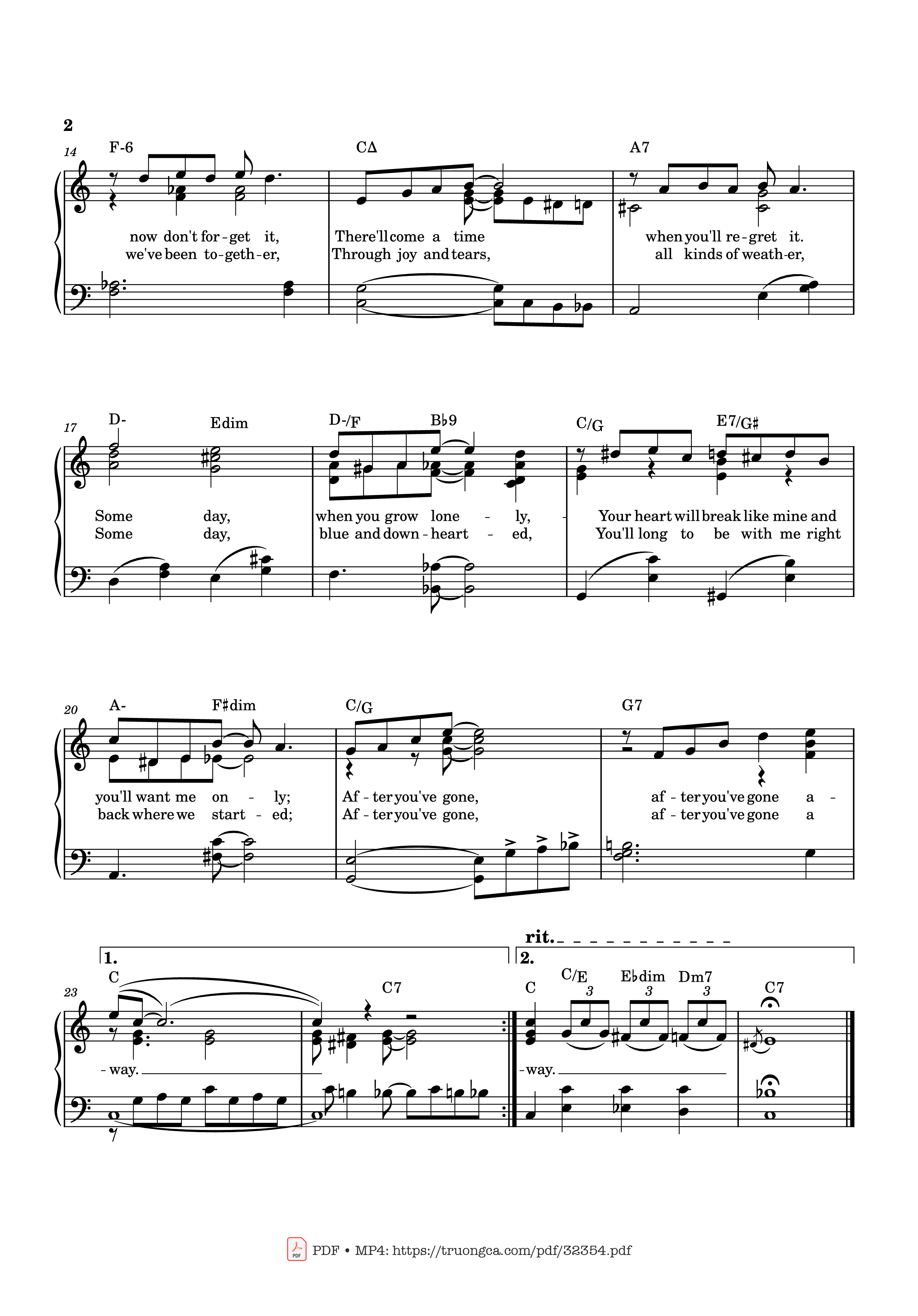 Page 2 of the piano sheet music PDF Piano – After You