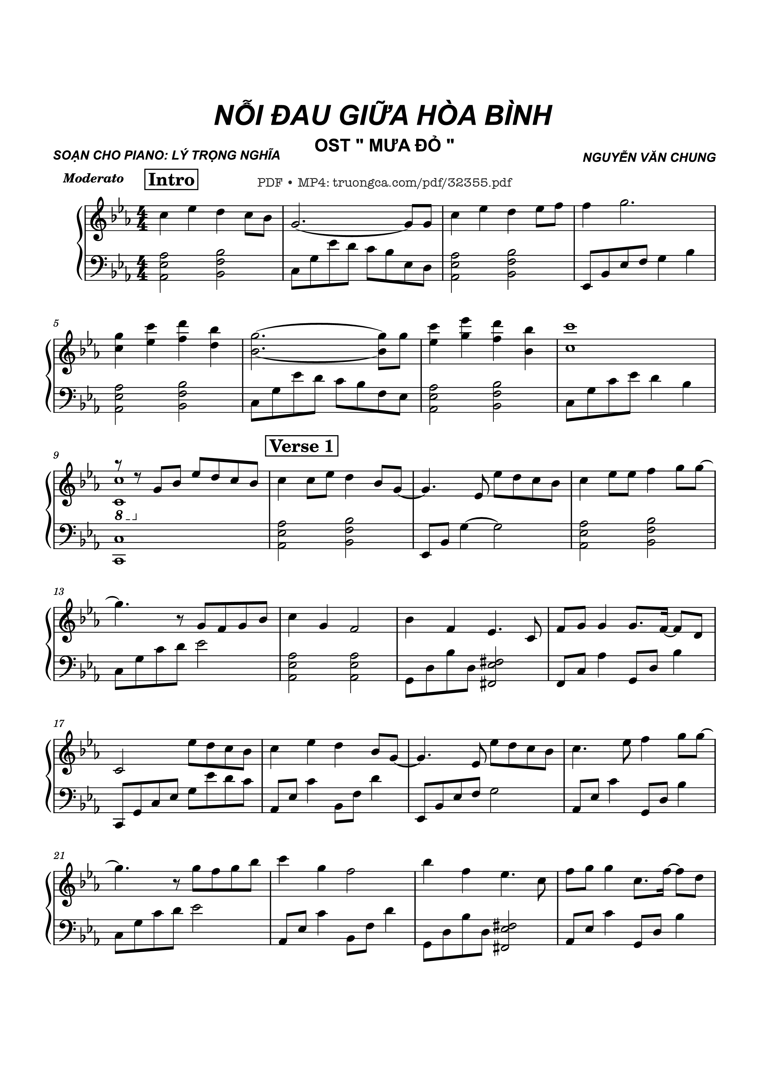 Page 1 of the piano sheet music PDF Piano – Nỗi Đau Giữa Hoà Bình Piano by Nguyễn Văn Chung