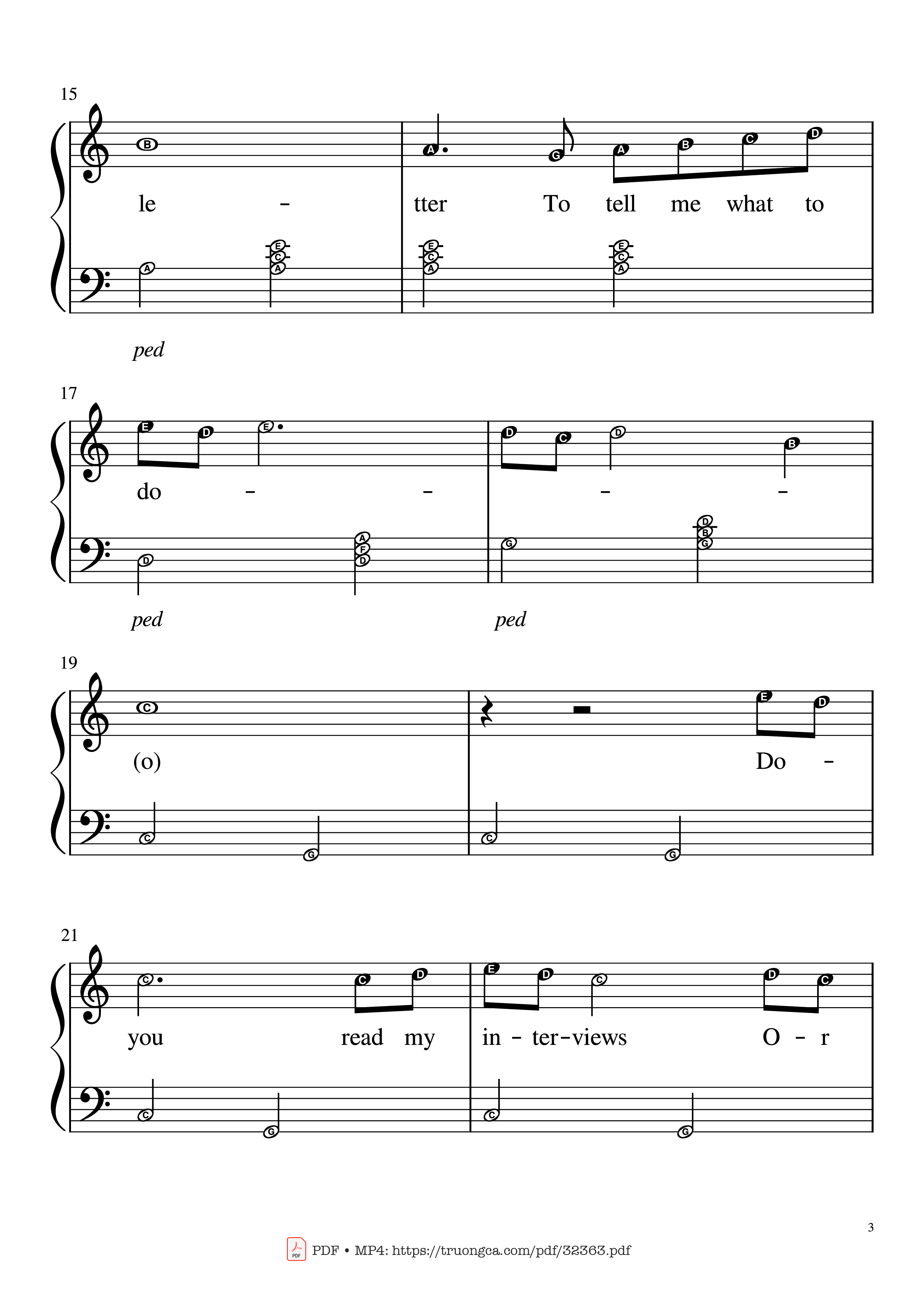 Page 3 of the piano sheet music PDF Piano – Happier Than Ever Piano EASY by Billie Eilish