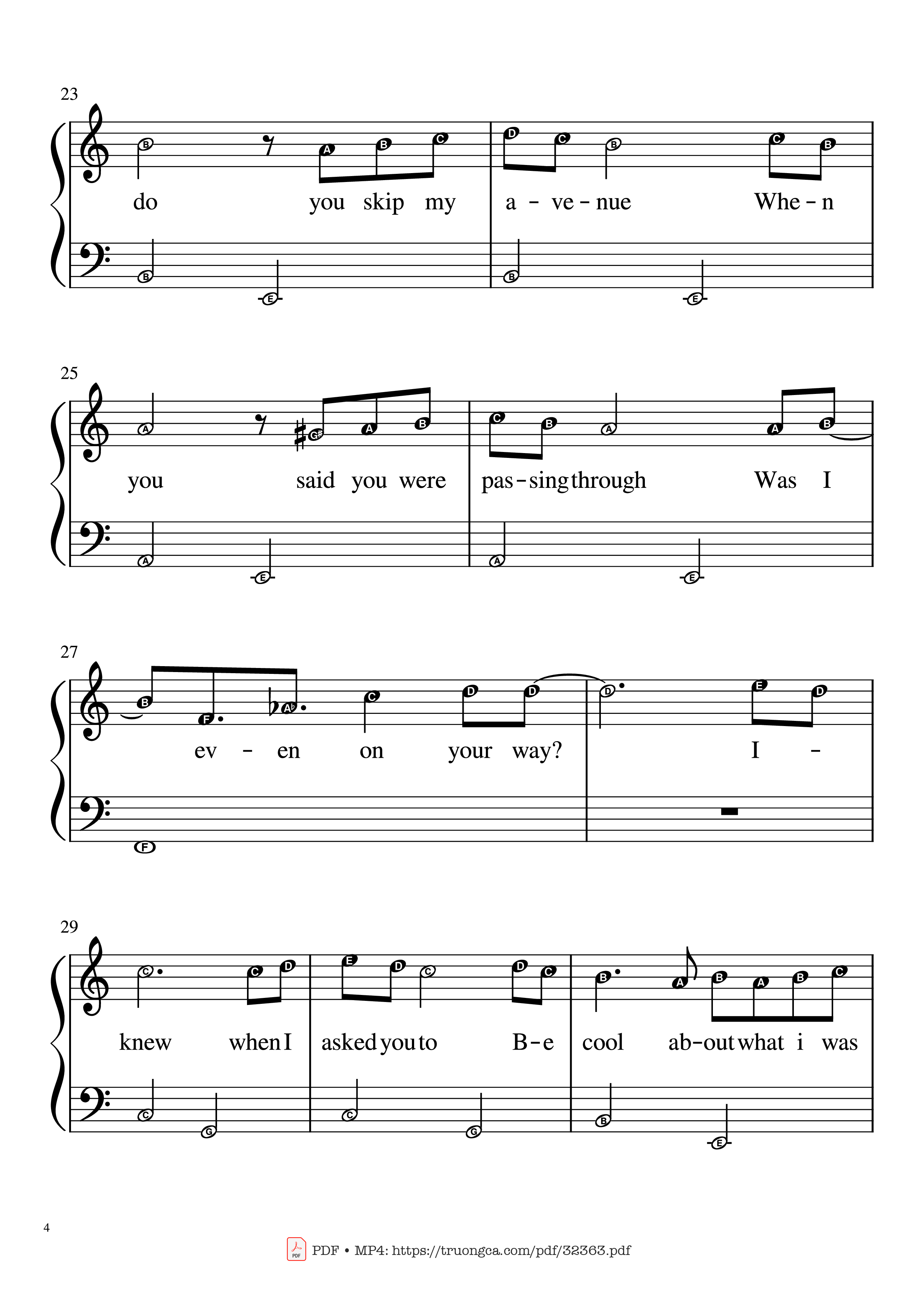 Page 4 of the piano sheet music PDF Piano – Happier Than Ever Piano EASY by Billie Eilish