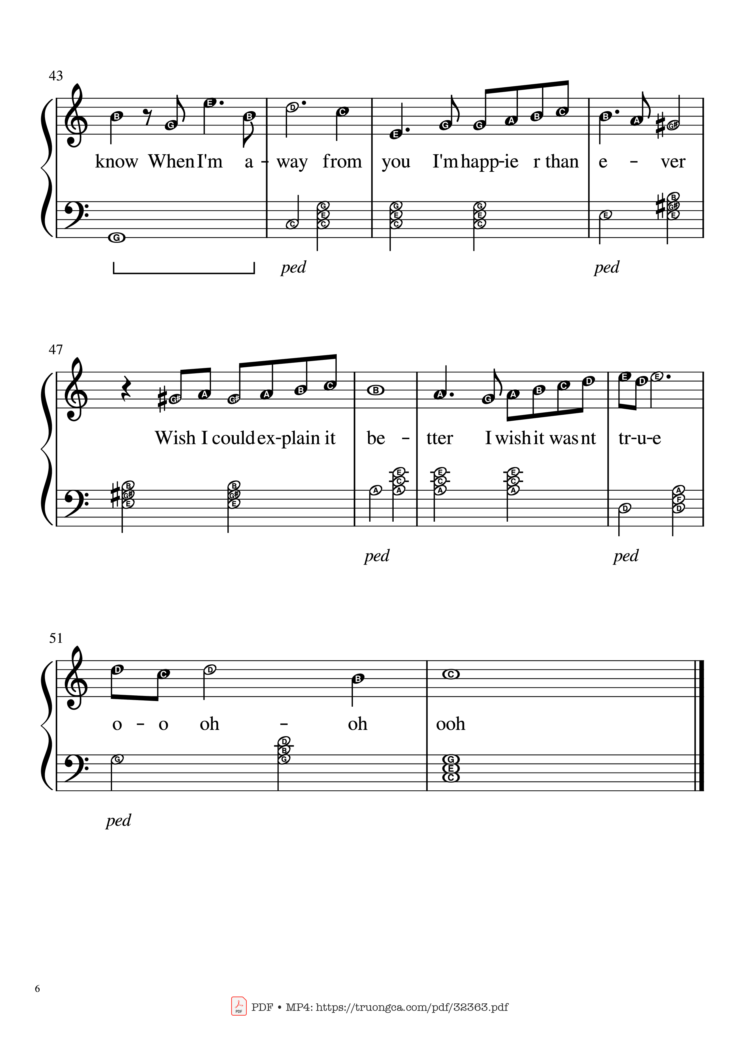 Page 6 of the piano sheet music PDF Piano – Happier Than Ever Piano EASY by Billie Eilish