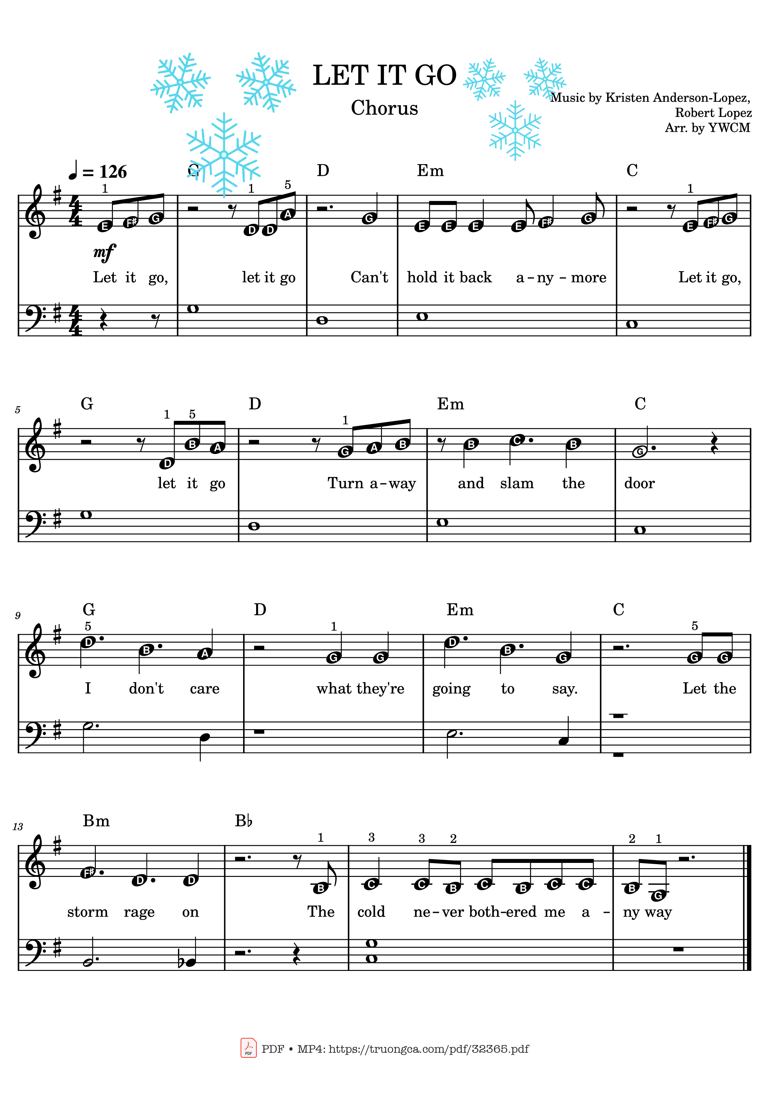Page 1 of the piano sheet music PDF Piano – Let It Go Piano Easy (Note name) by Kristen Anderson-Lopez