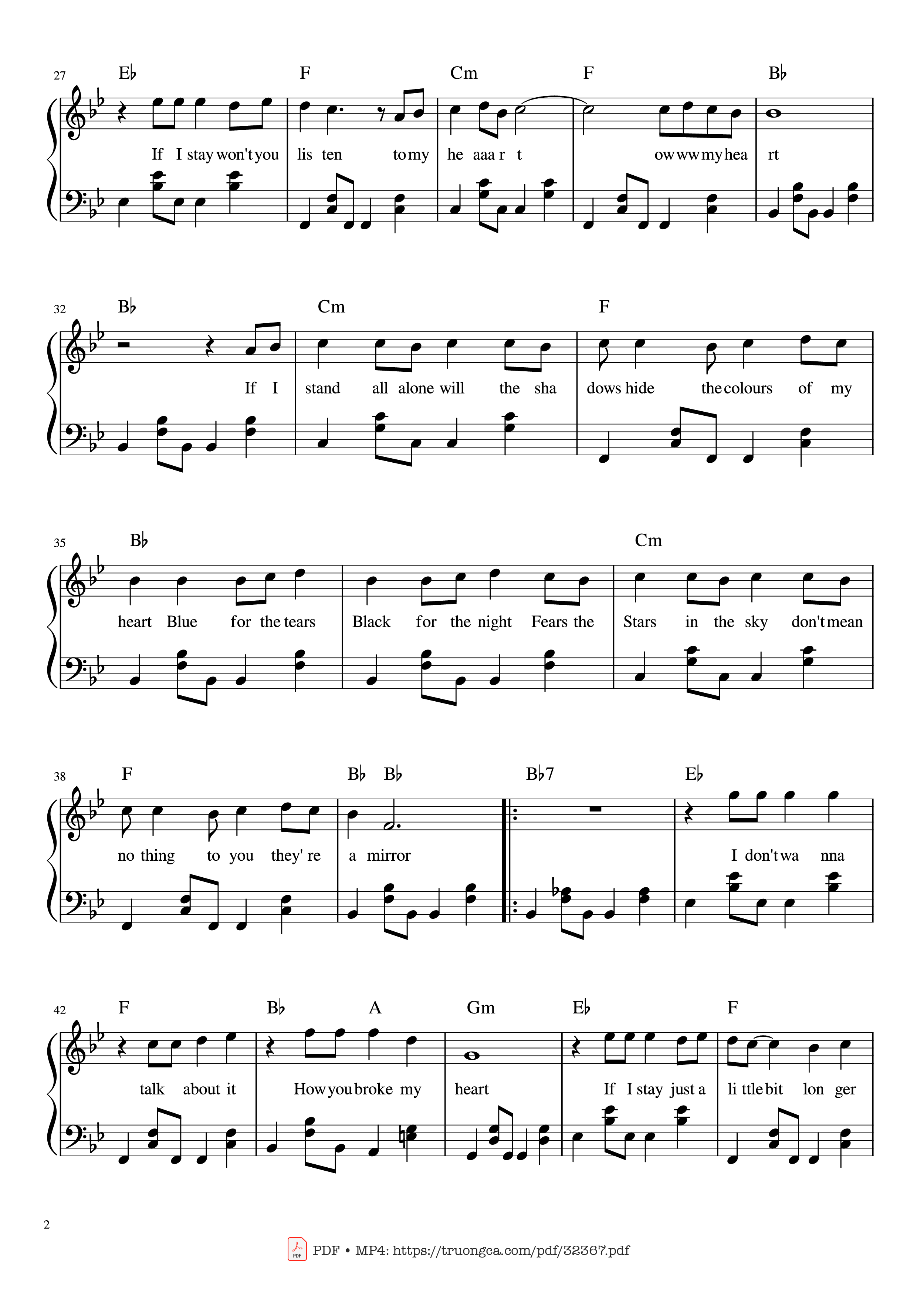 Page 2 of the piano sheet music PDF Piano – I Don