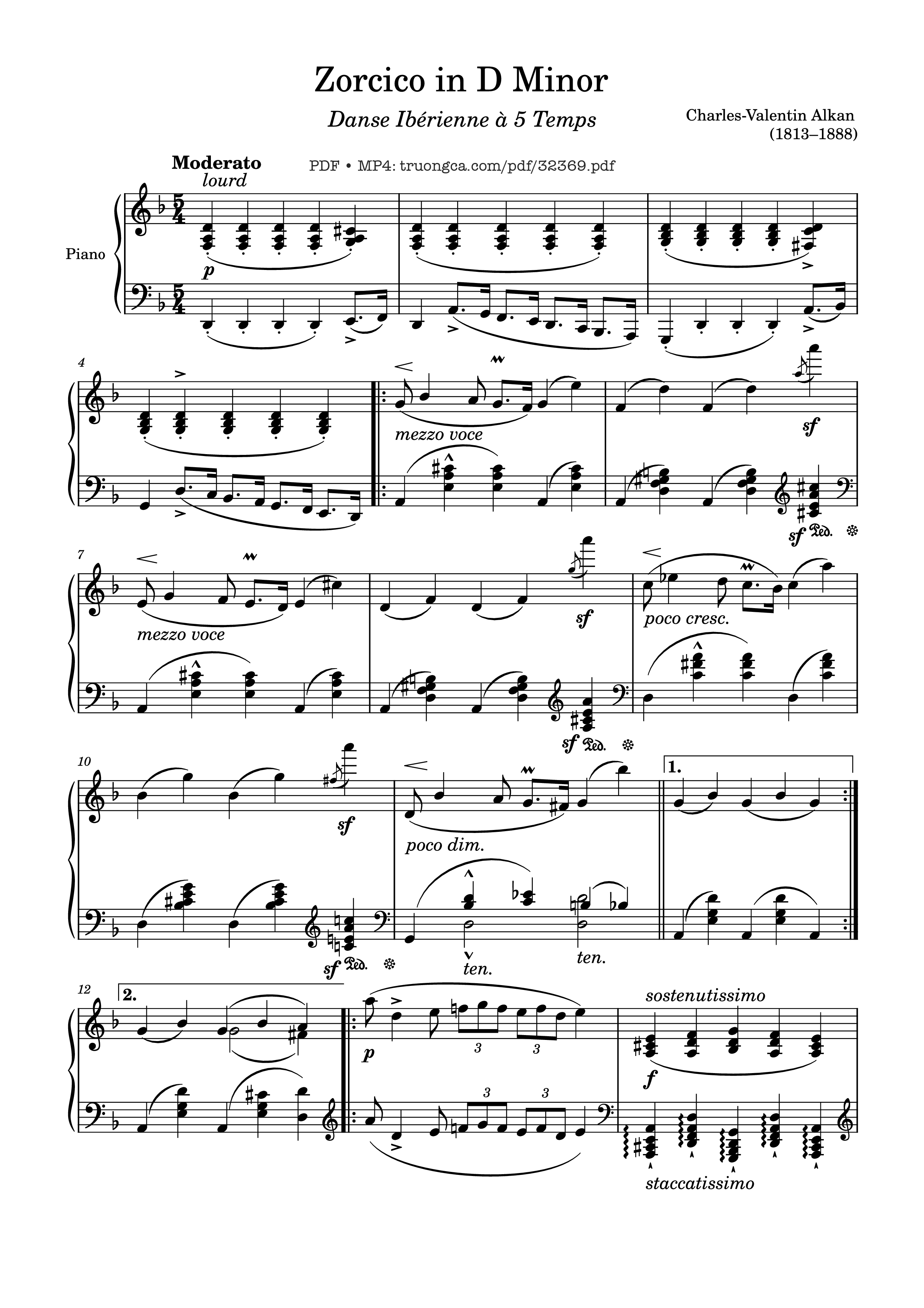 Page 1 of the piano sheet music PDF Piano – Zorcico in D Minor Piano by Charles-Valentin Alkan