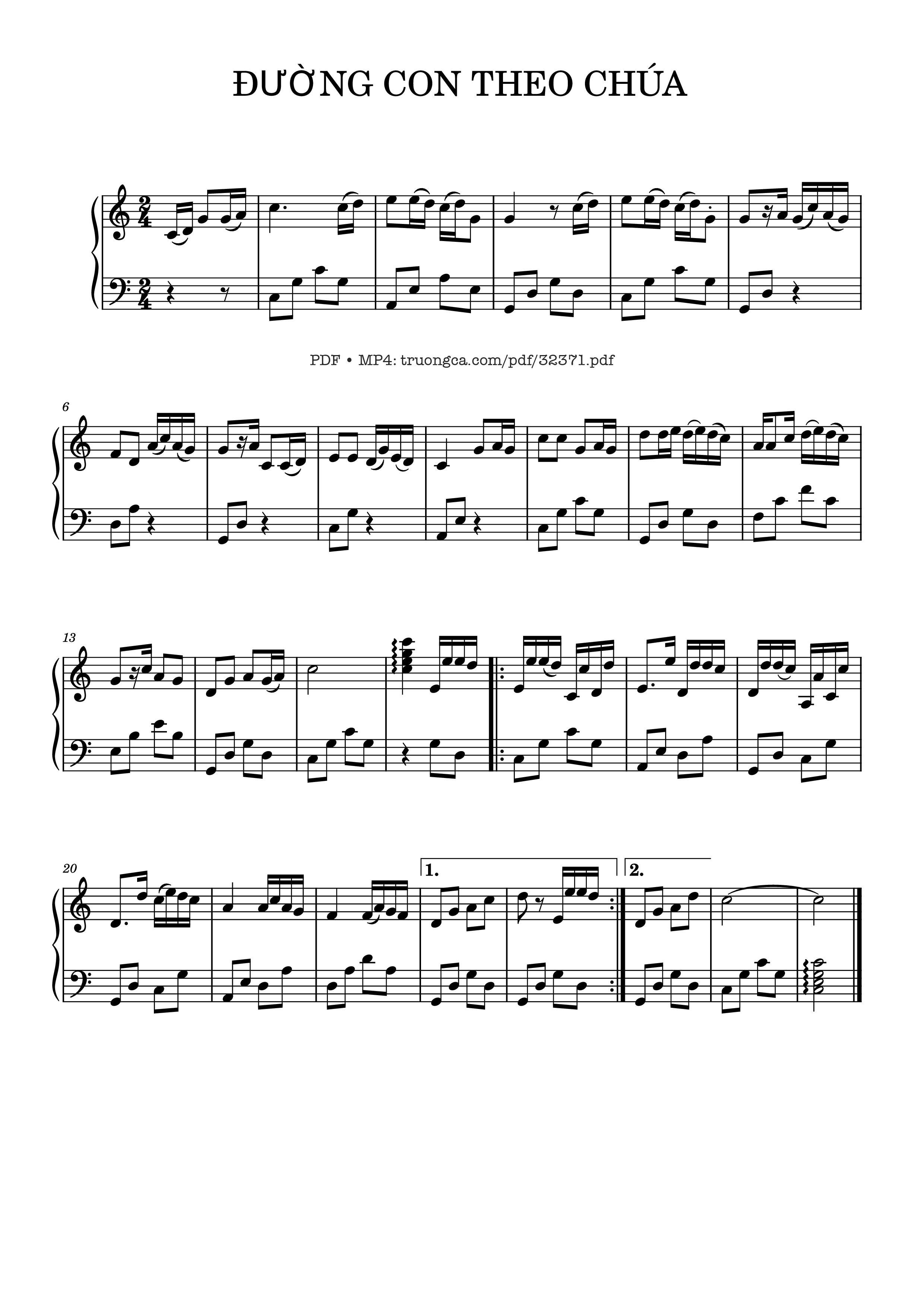 Page 1 of the piano sheet music PDF Piano – Đường con theo Chúa Piano by Lm. Ân Đức