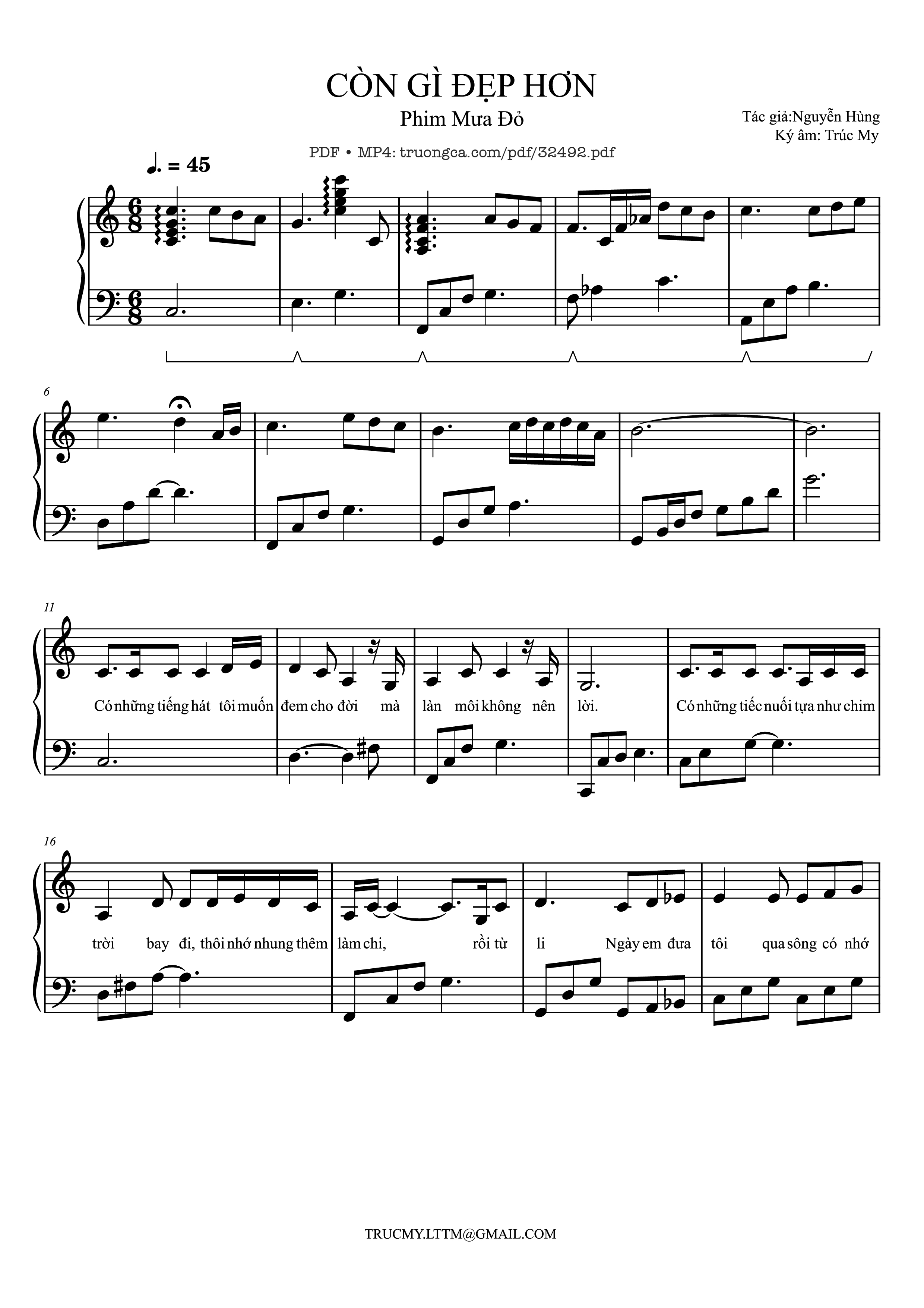 Page 1 of the piano sheet music PDF – Còn gì đẹp hơn Piano by Mưa đỏ OST