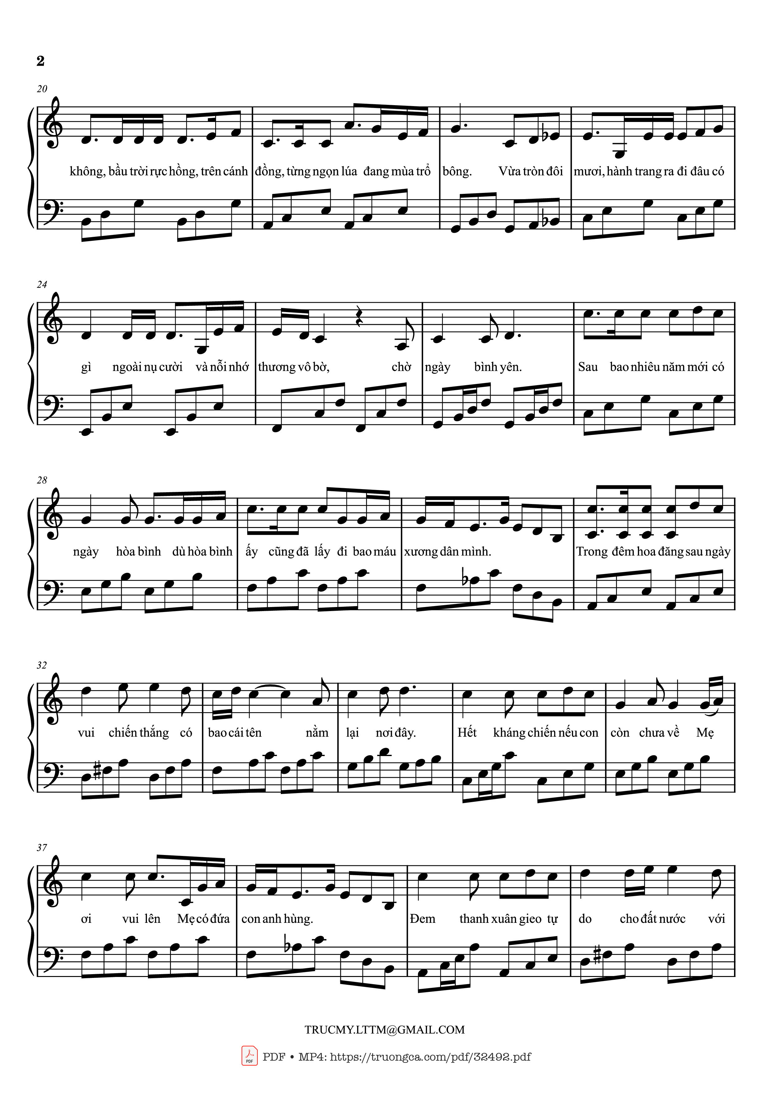 Page 2 of the piano sheet music PDF – Còn gì đẹp hơn Piano by Mưa đỏ OST