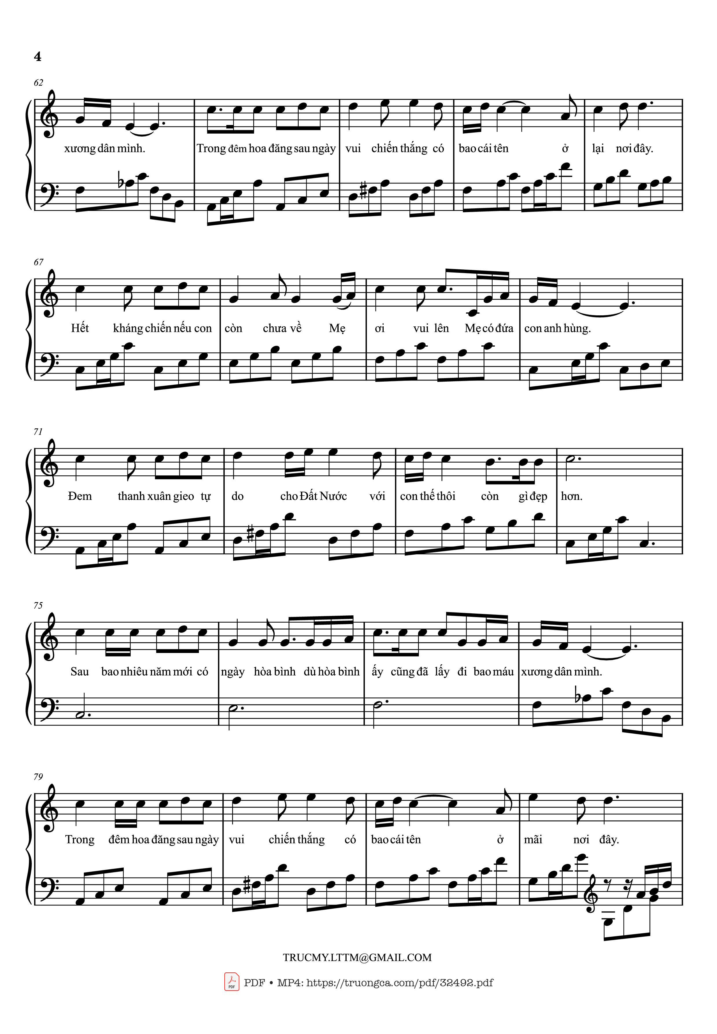 Page 4 of the piano sheet music PDF – Còn gì đẹp hơn Piano by Mưa đỏ OST