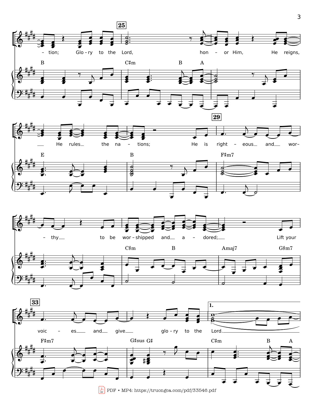 Page 3 of the piano sheet music PDF – Glory To The Lord Piano by LYNN DESHAZO