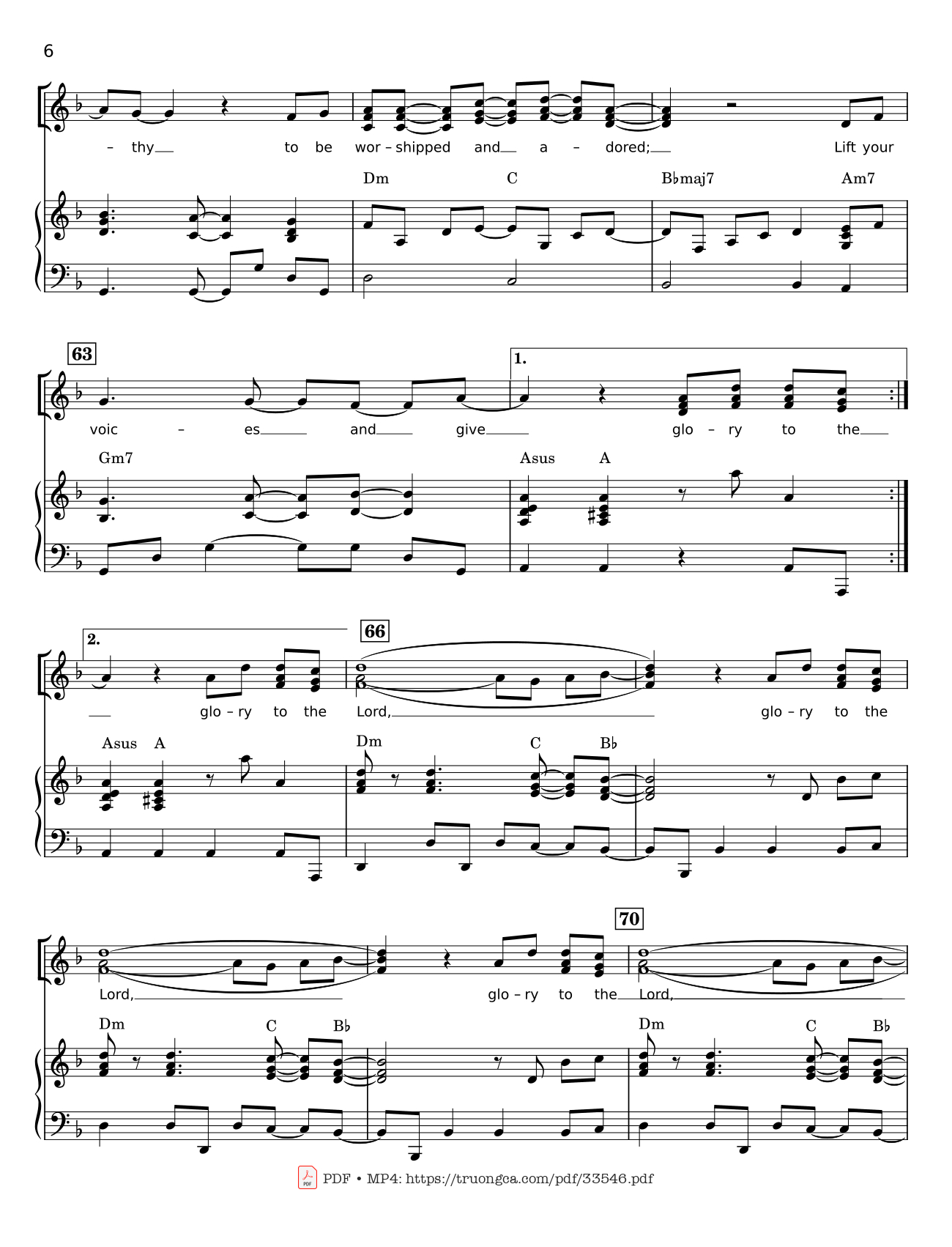 Page 6 of the piano sheet music PDF – Glory To The Lord Piano by LYNN DESHAZO