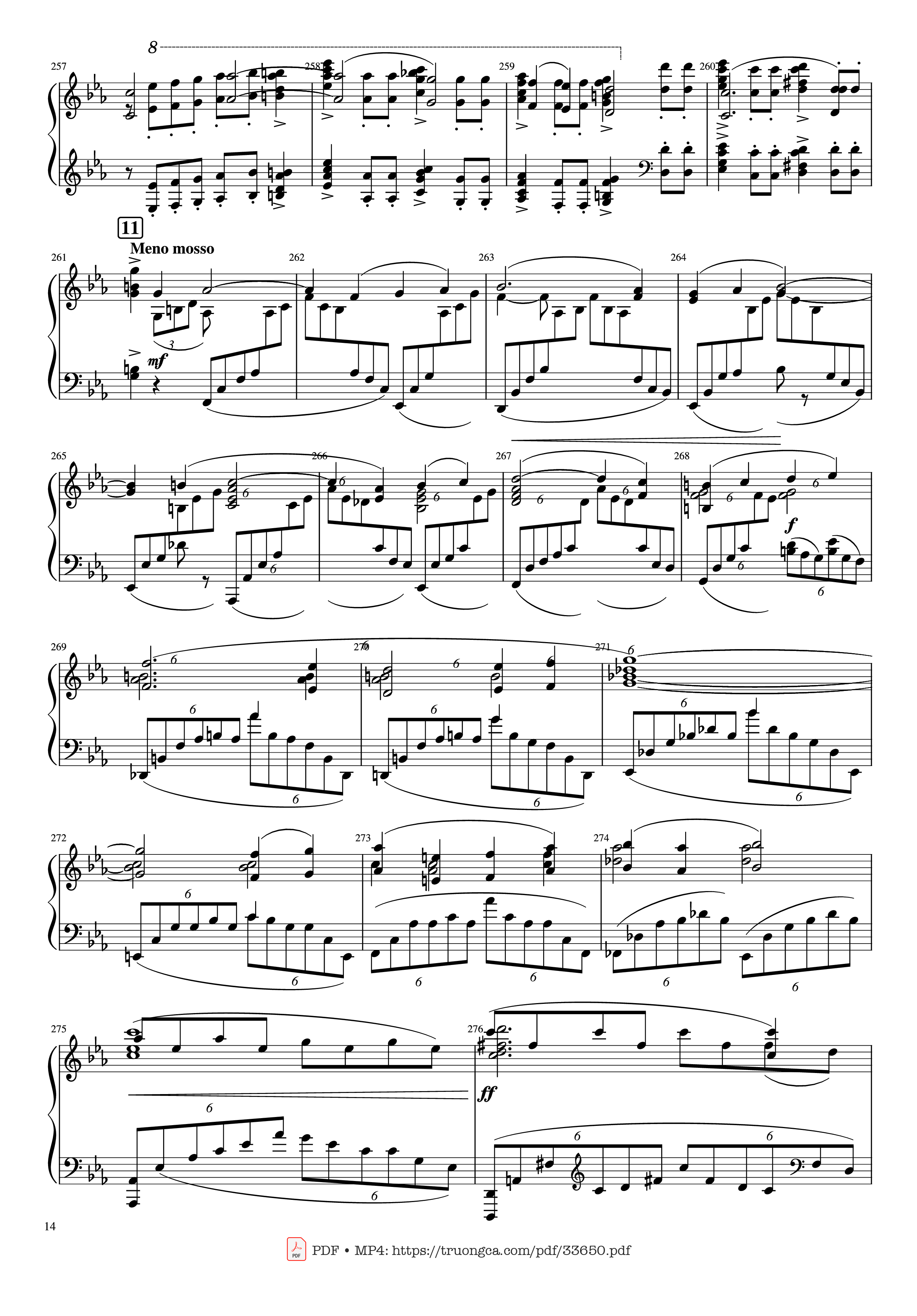Page 14 of the piano sheet music PDF Piano – Piano Concerto No.2 Op.18 - Rachmaninov by Serguei Rachmaninoff