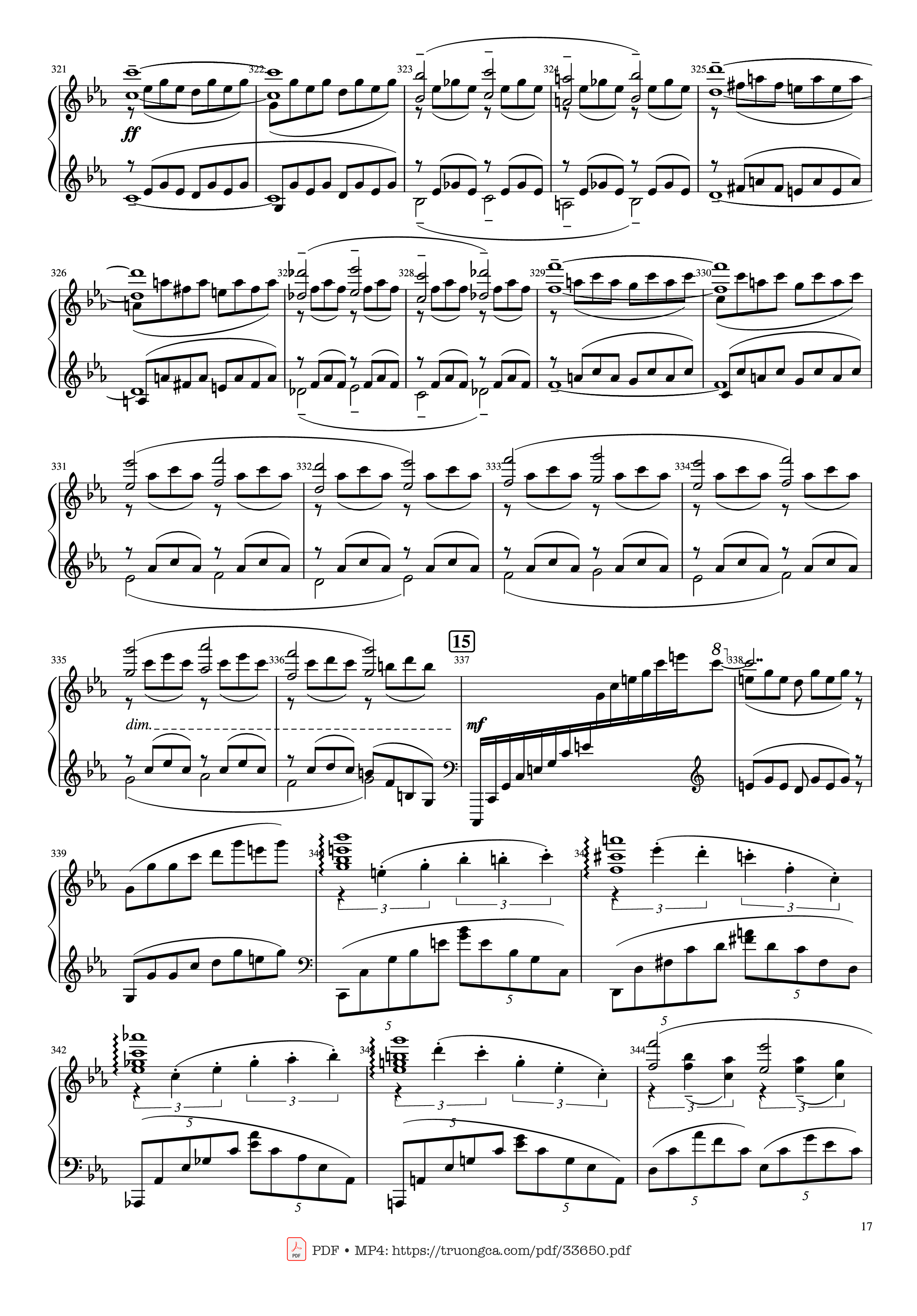 Page 17 of the piano sheet music PDF Piano – Piano Concerto No.2 Op.18 - Rachmaninov by Serguei Rachmaninoff