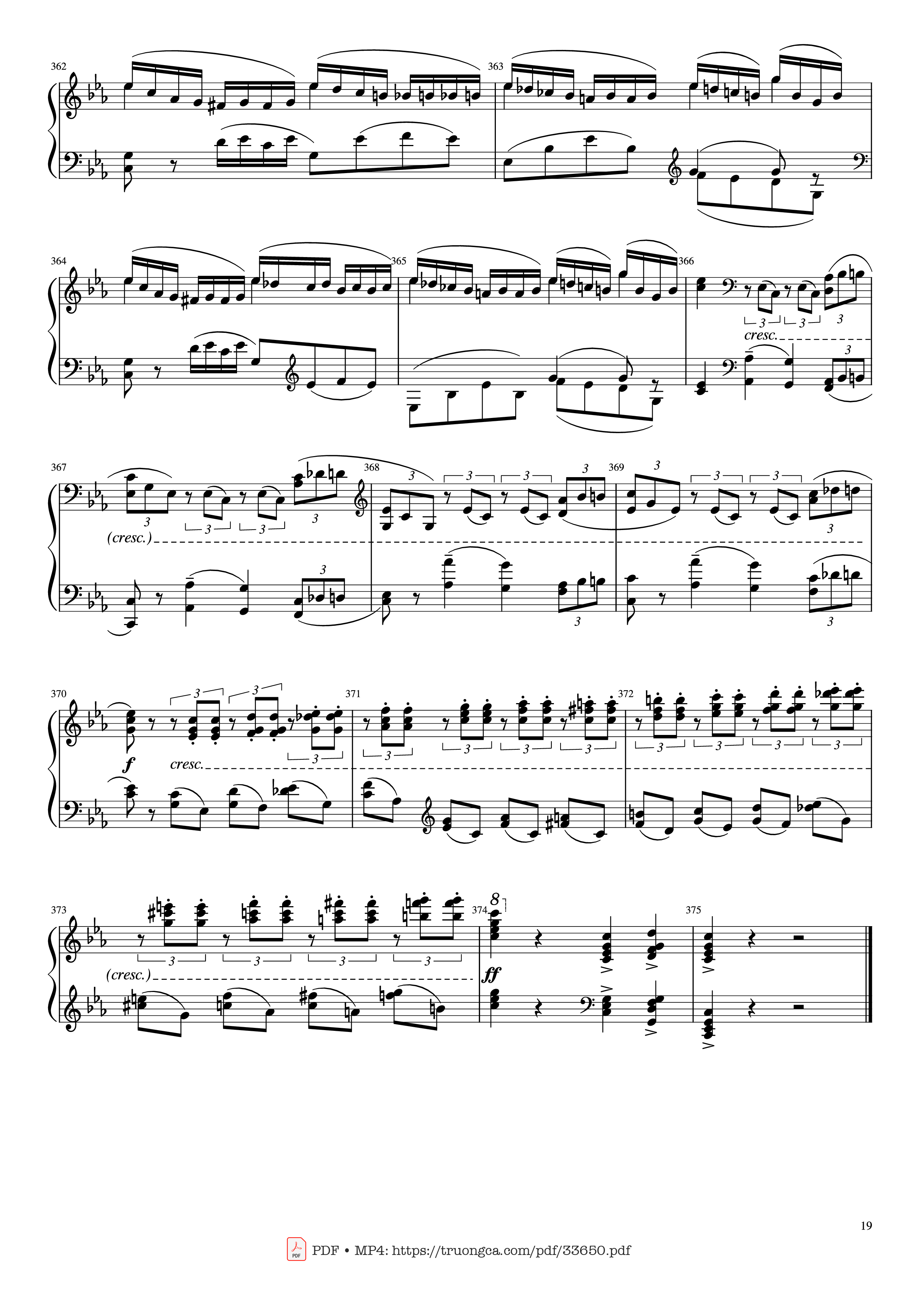 Page 19 of the piano sheet music PDF Piano – Piano Concerto No.2 Op.18 - Rachmaninov by Serguei Rachmaninoff