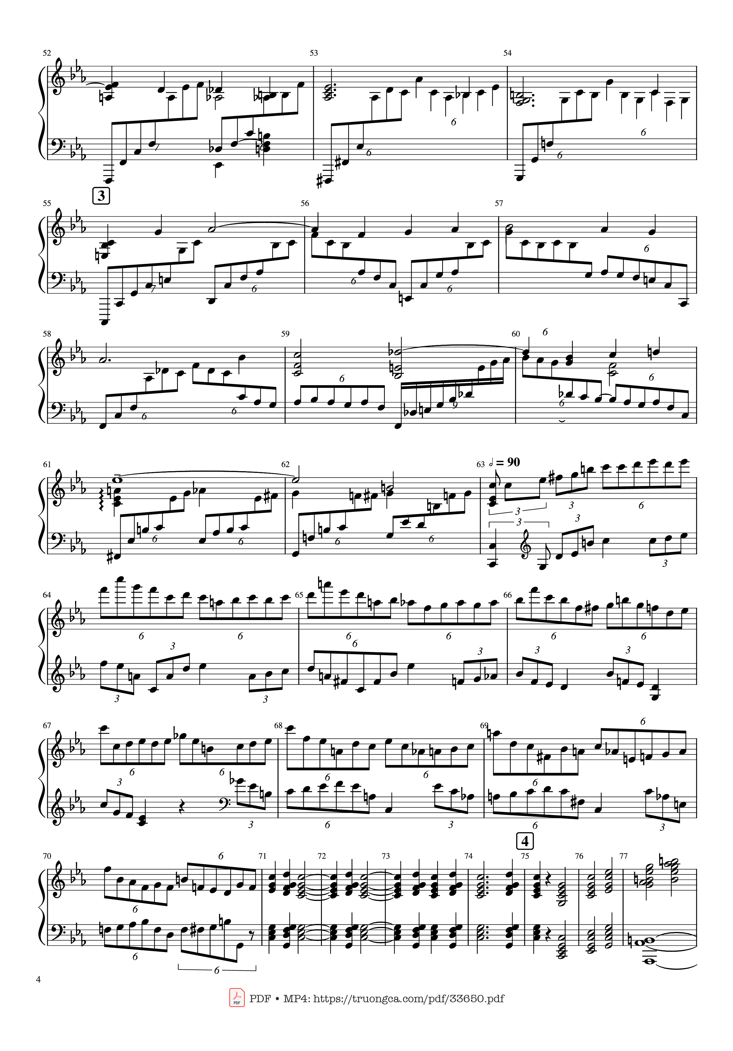 Page 4 of the piano sheet music PDF Piano – Piano Concerto No.2 Op.18 - Rachmaninov by Serguei Rachmaninoff