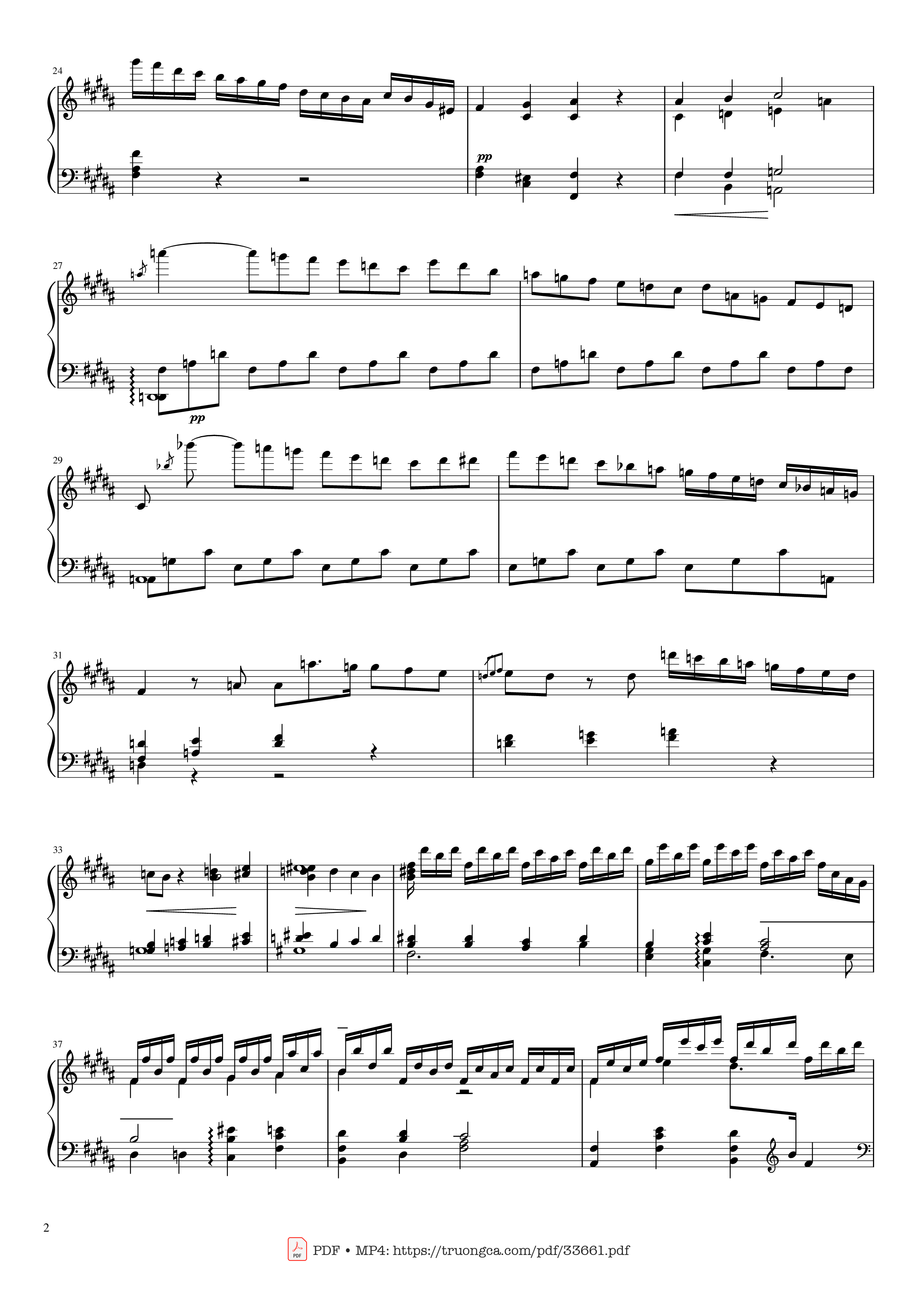 Page 2 of the piano sheet music PDF Piano – Adagio from Beethoven Emperor concerto No.5, Op.73 by Ludwig Van Beethoven
