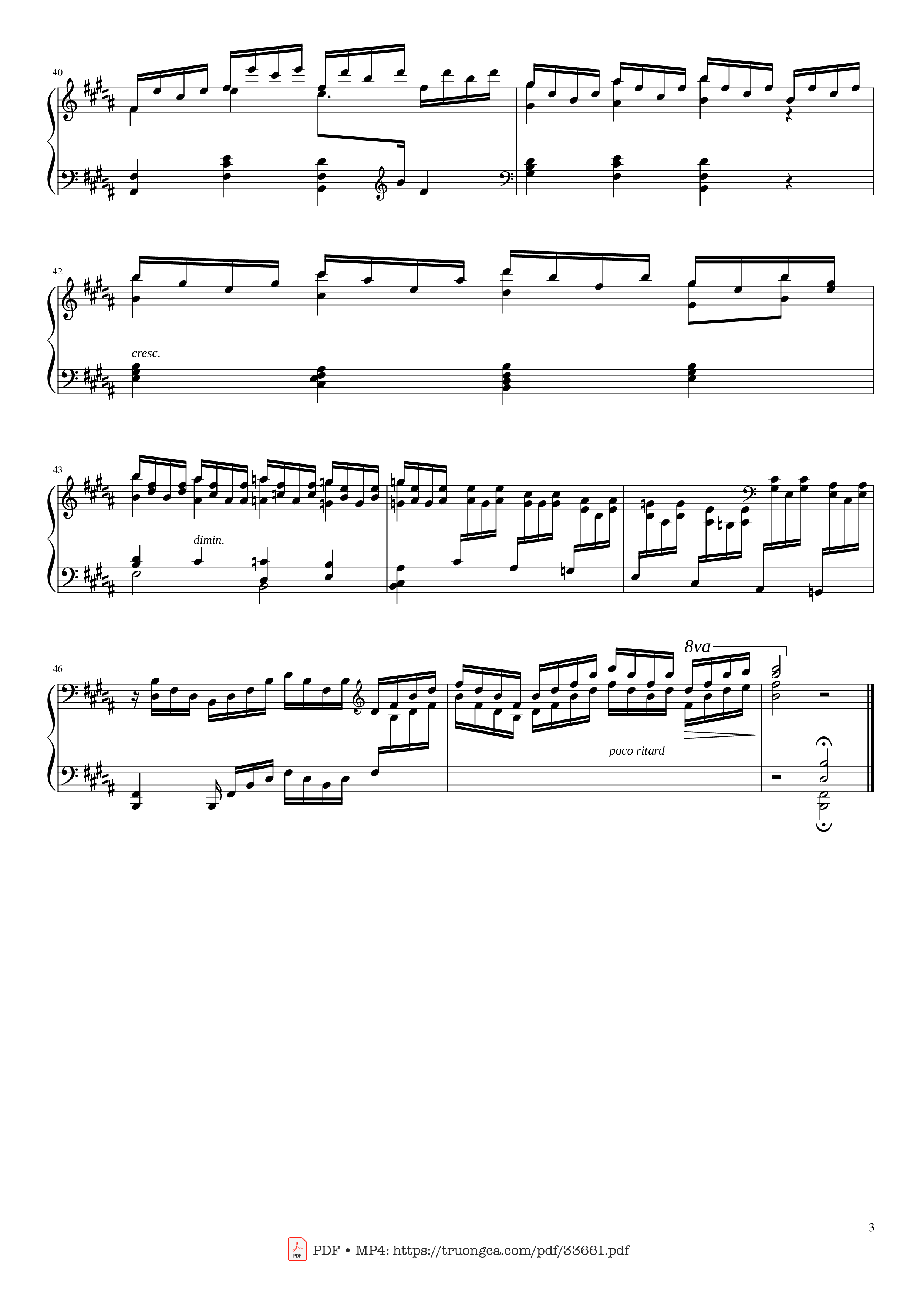 Page 3 of the piano sheet music PDF Piano – Adagio from Beethoven Emperor concerto No.5, Op.73 by Ludwig Van Beethoven