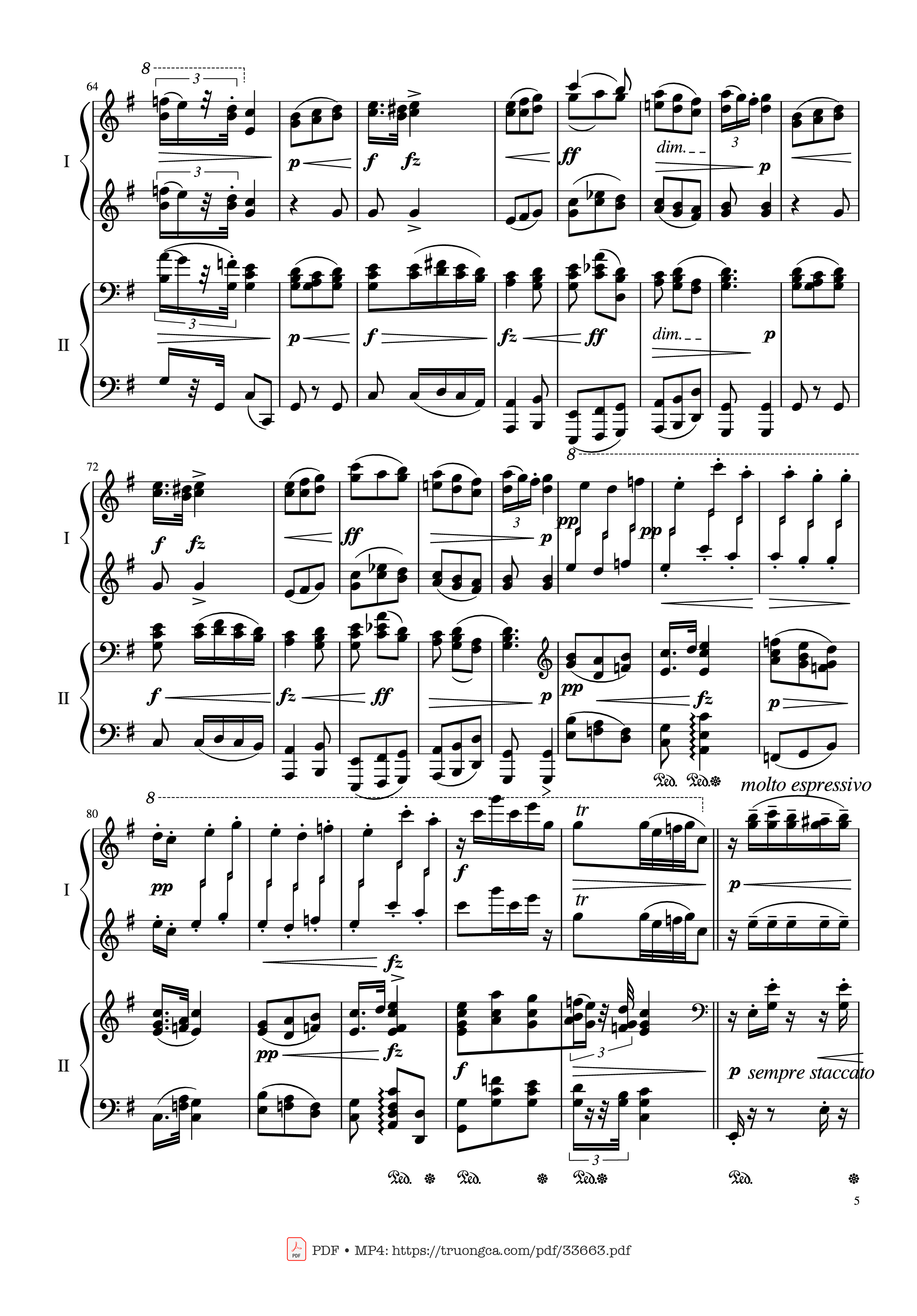 Page 5 of the piano sheet music PDF Piano – Slavonic Dances, Op.72 No.2 Piano Four Hand by Antonin Leopold Dvorak