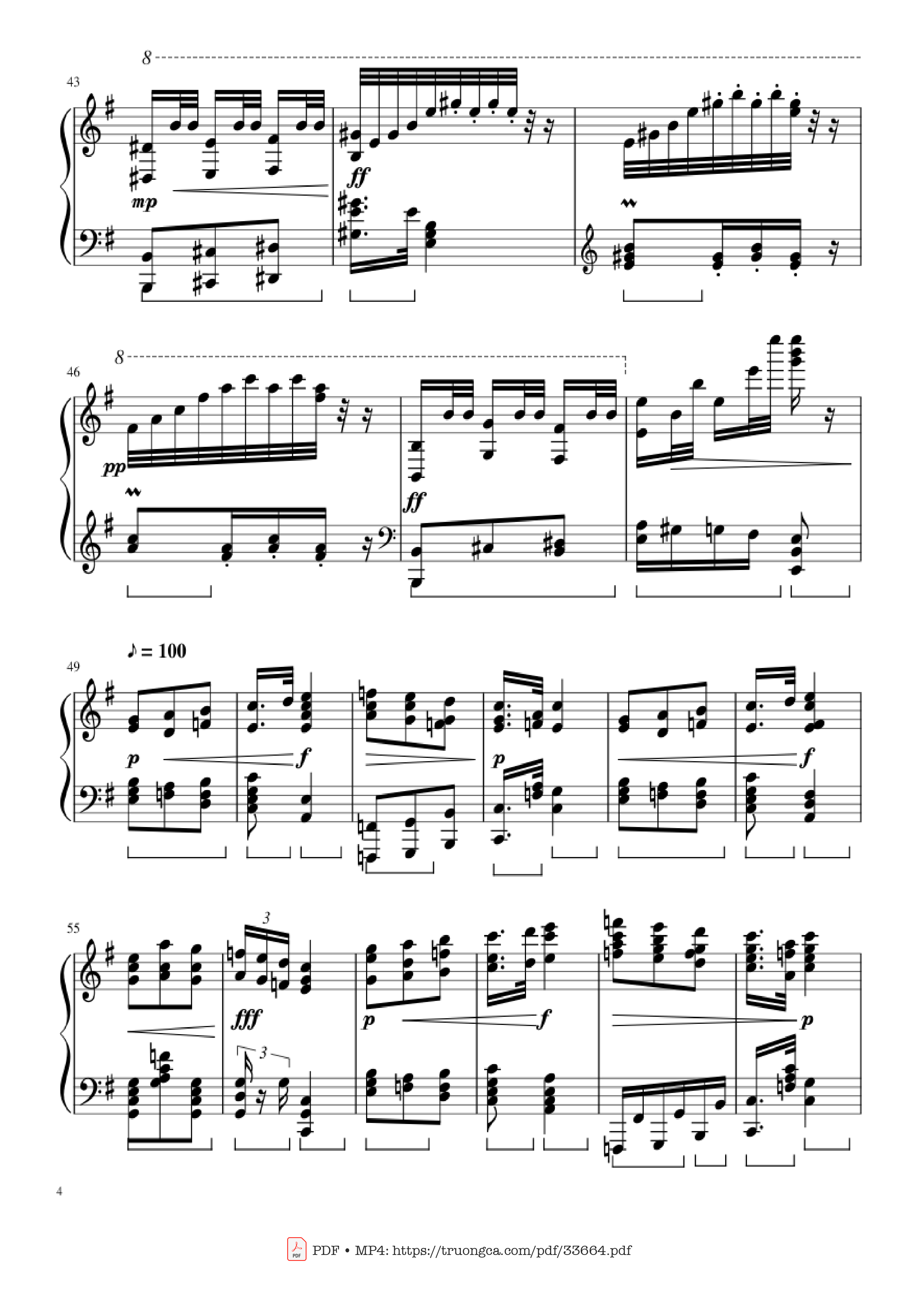 Page 4 of the piano sheet music PDF Piano – Slavonic Dances, Op.72 No.2 Piano Solo by Antonin Leopold Dvorak