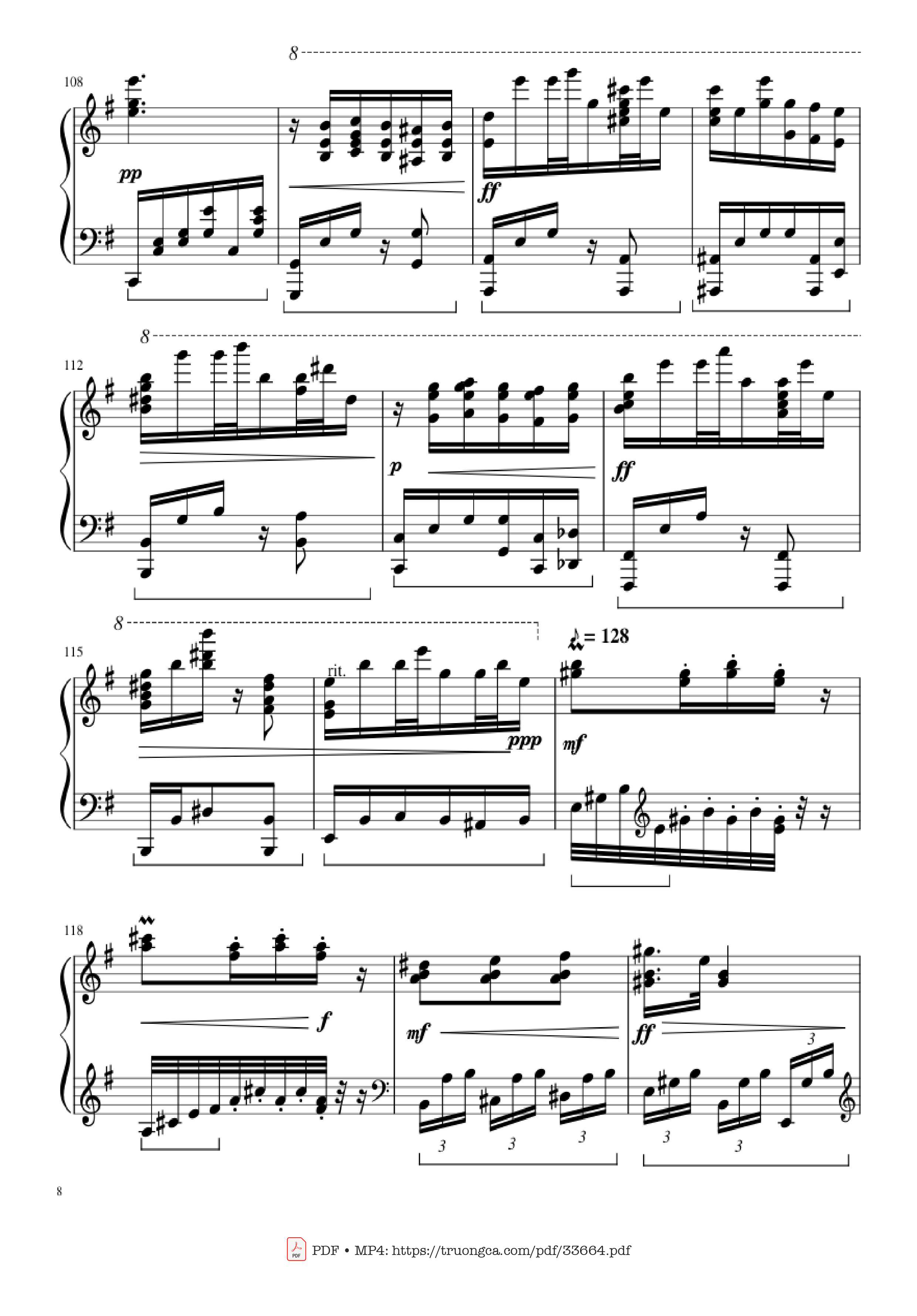 Page 8 of the piano sheet music PDF Piano – Slavonic Dances, Op.72 No.2 Piano Solo by Antonin Leopold Dvorak