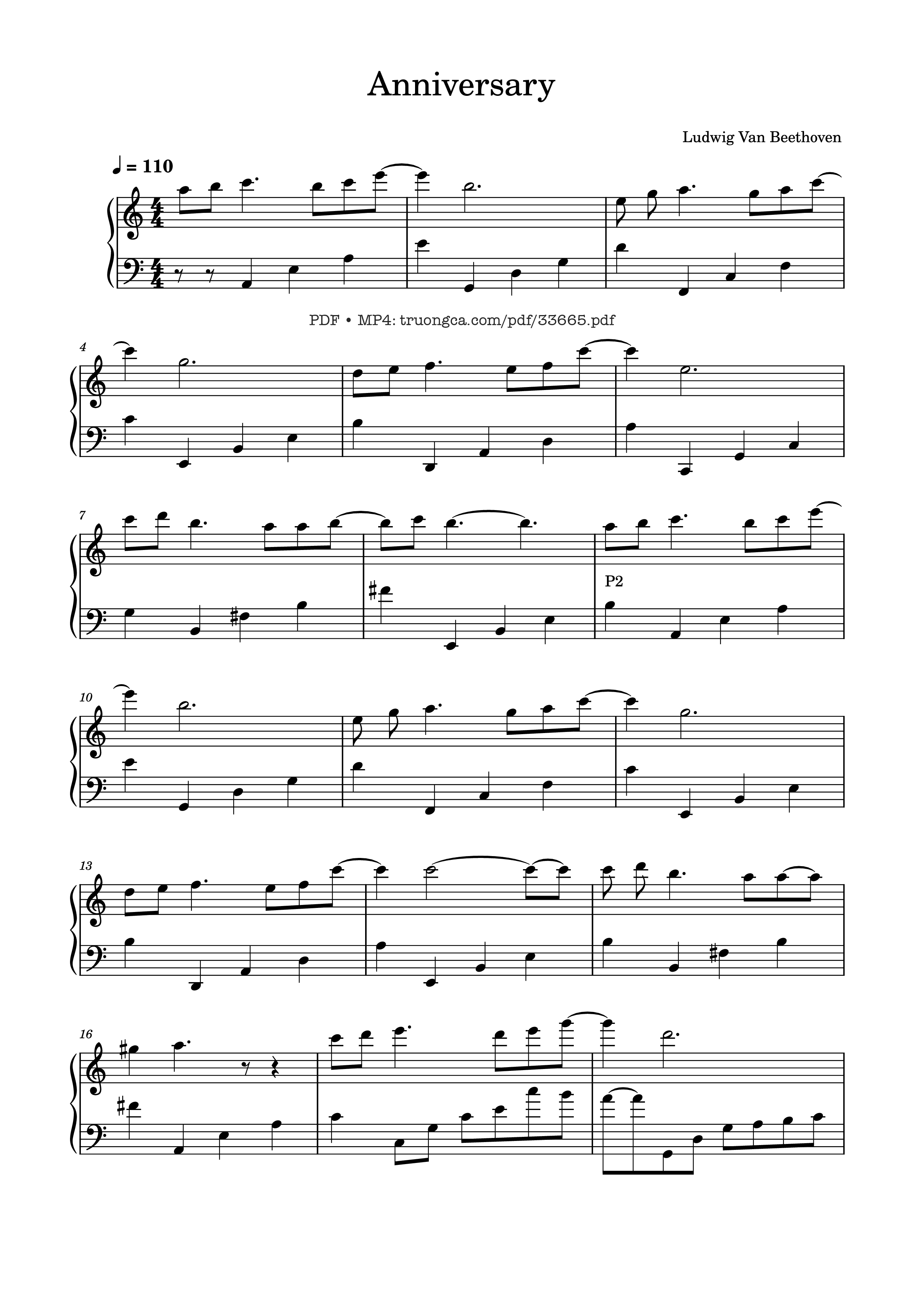 Page 1 of the piano sheet music PDF Piano – Anniversary Piano by Ludwig Van Beethoven