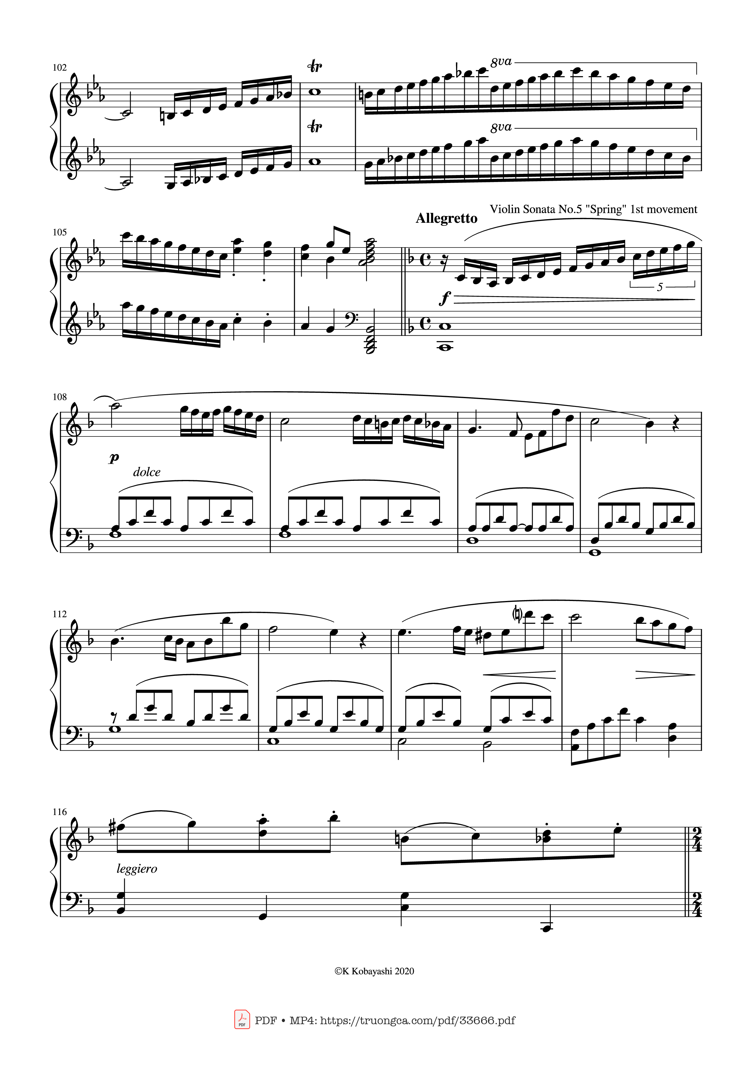 Page 5 of the piano sheet music PDF Piano – Beethoven Medley for classical Piano beginners by Ludwig van Beethoven
