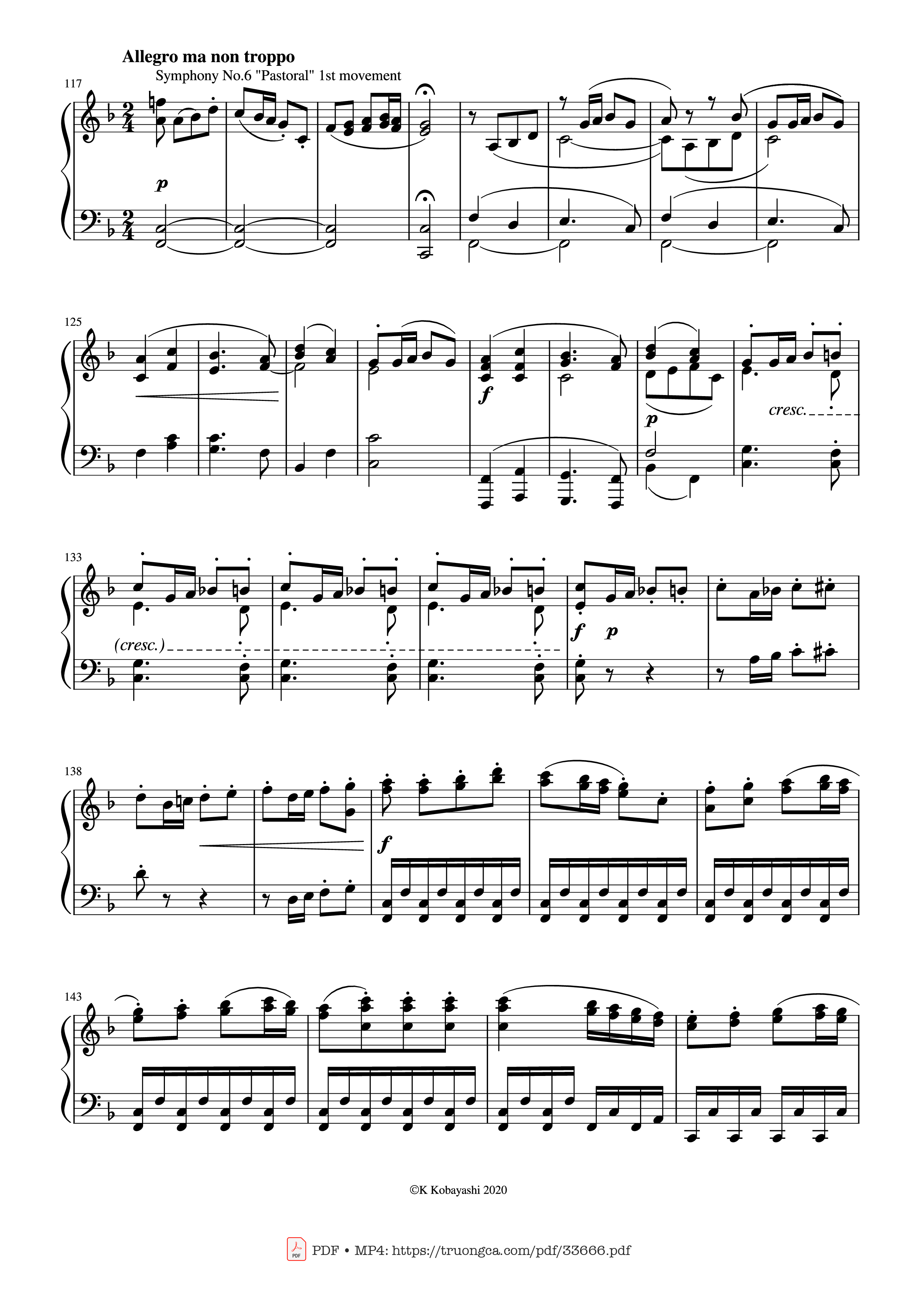Page 6 of the piano sheet music PDF Piano – Beethoven Medley for classical Piano beginners by Ludwig van Beethoven
