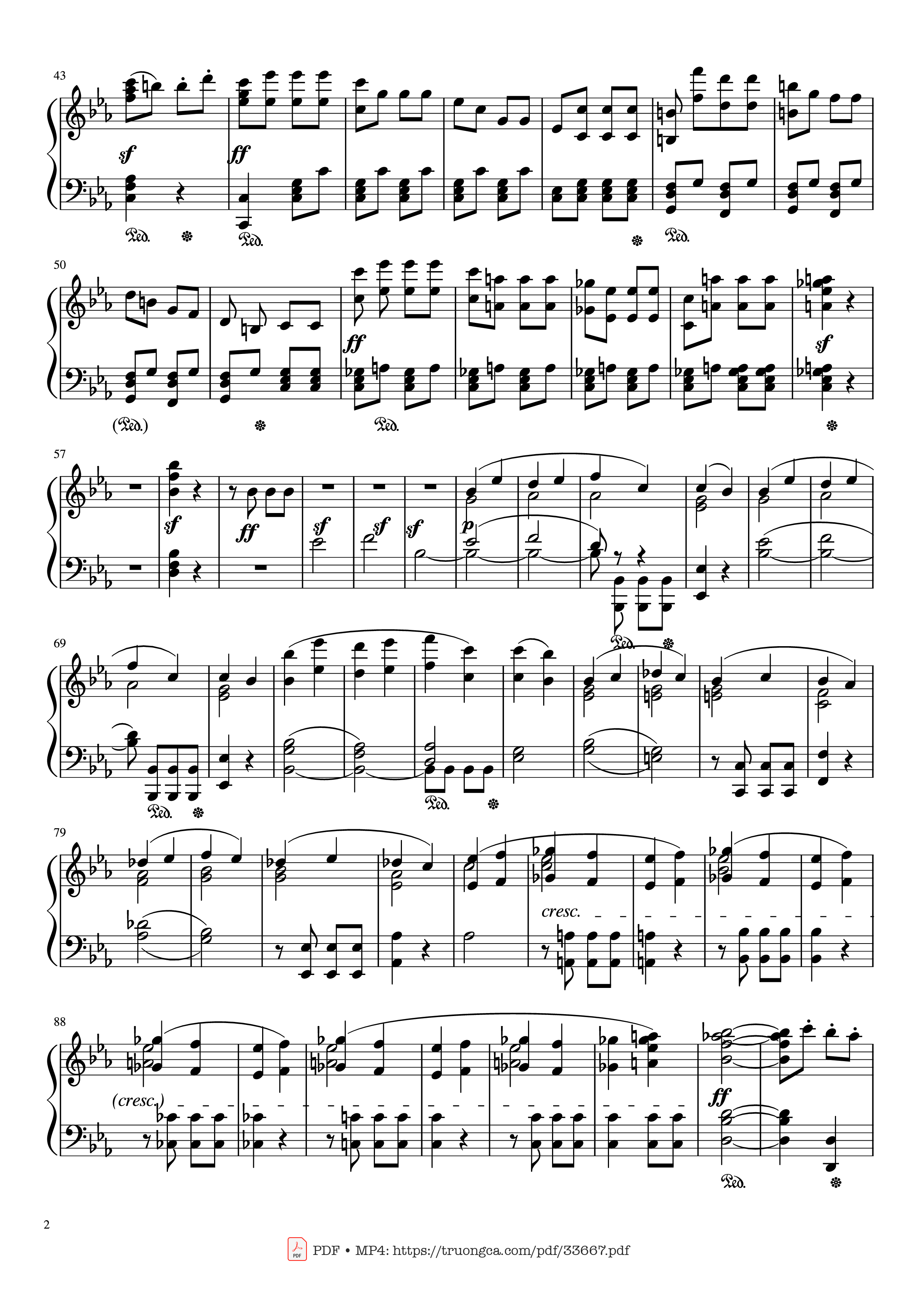 Page 2 of the piano sheet music PDF Piano – Beethoven Symphony No. 5 Piano (Advance) by Ludwig van Beethoven