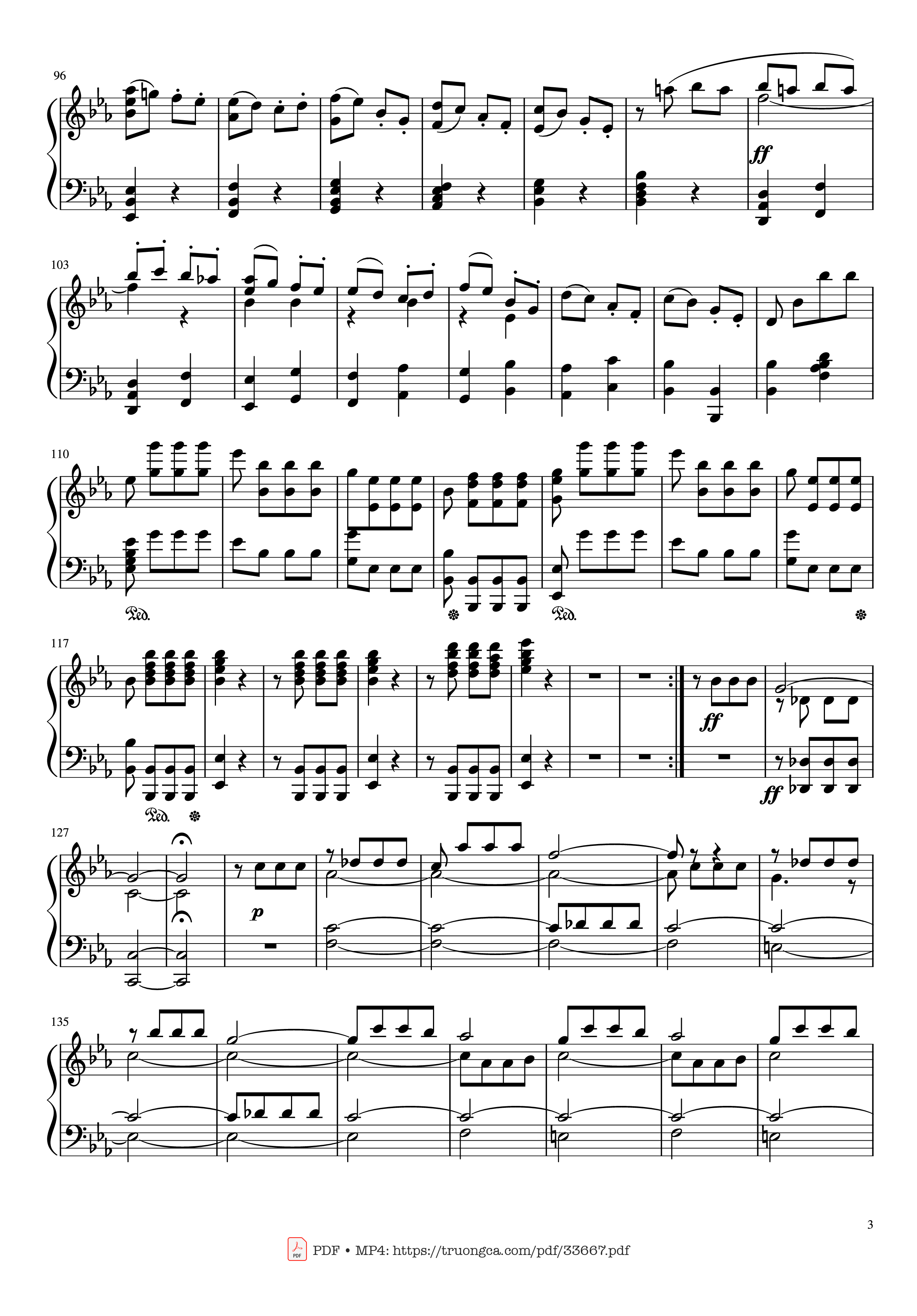 Page 3 of the piano sheet music PDF Piano – Beethoven Symphony No. 5 Piano (Advance) by Ludwig van Beethoven