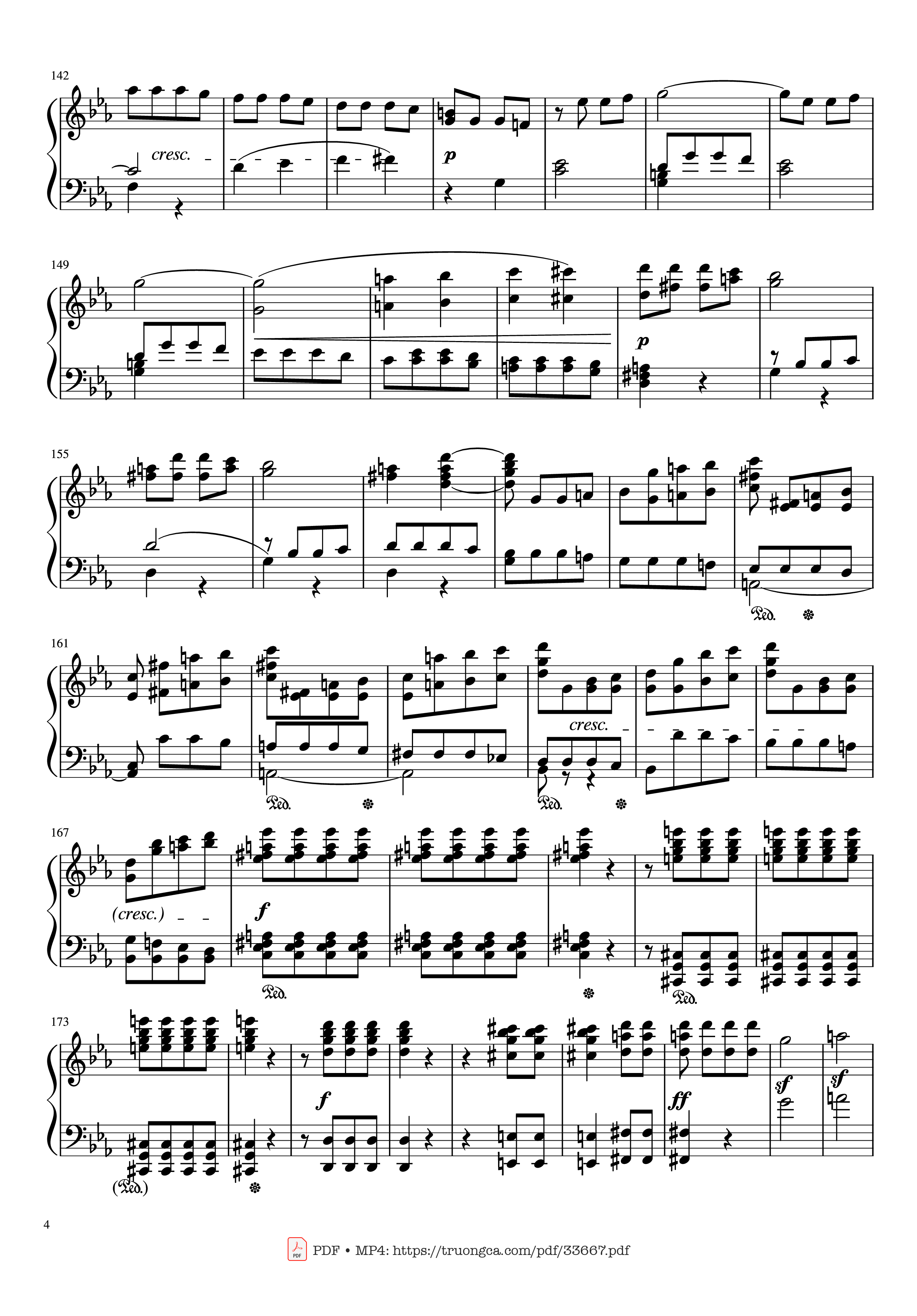 Page 4 of the piano sheet music PDF Piano – Beethoven Symphony No. 5 Piano (Advance) by Ludwig van Beethoven