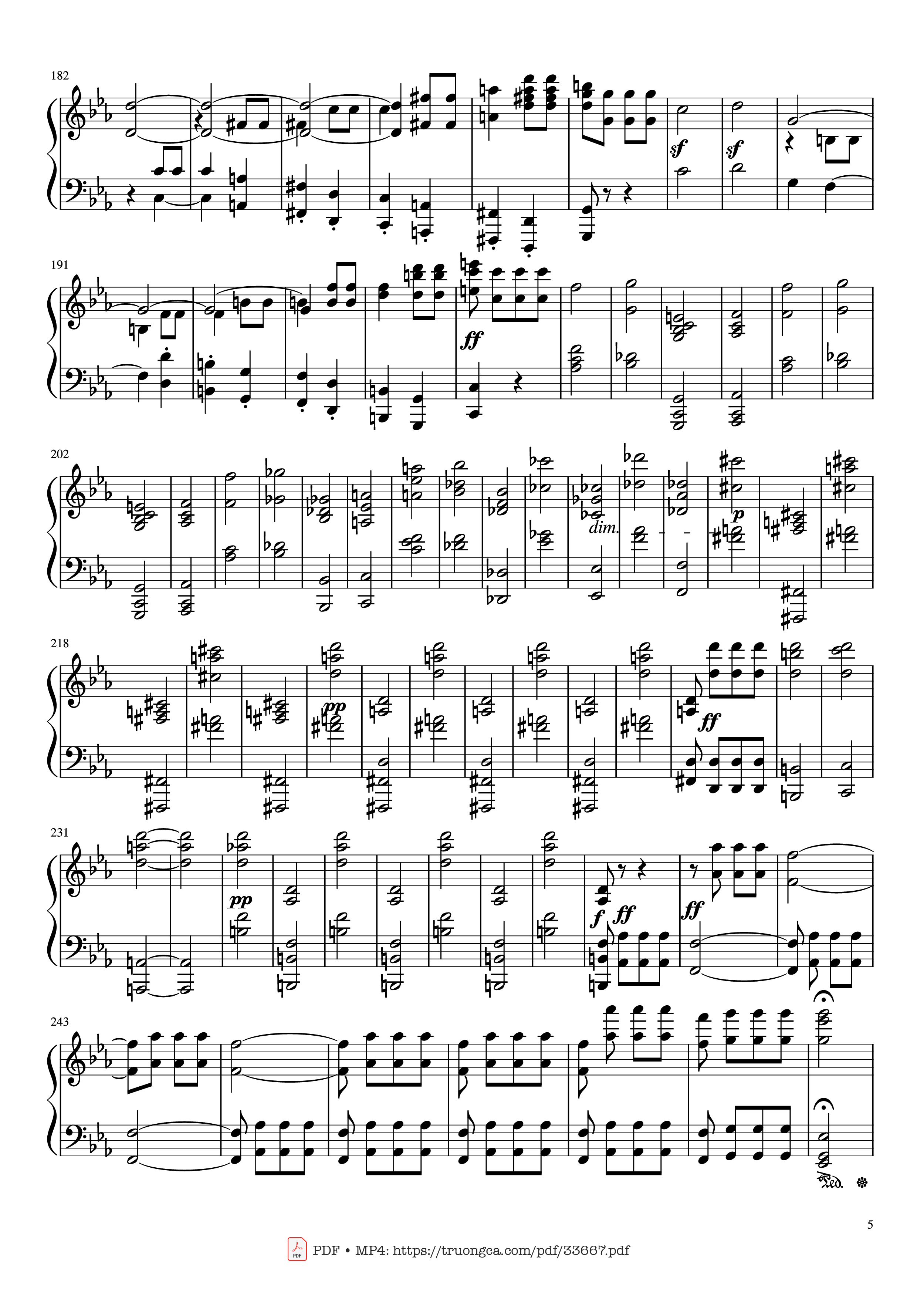Page 5 of the piano sheet music PDF Piano – Beethoven Symphony No. 5 Piano (Advance) by Ludwig van Beethoven