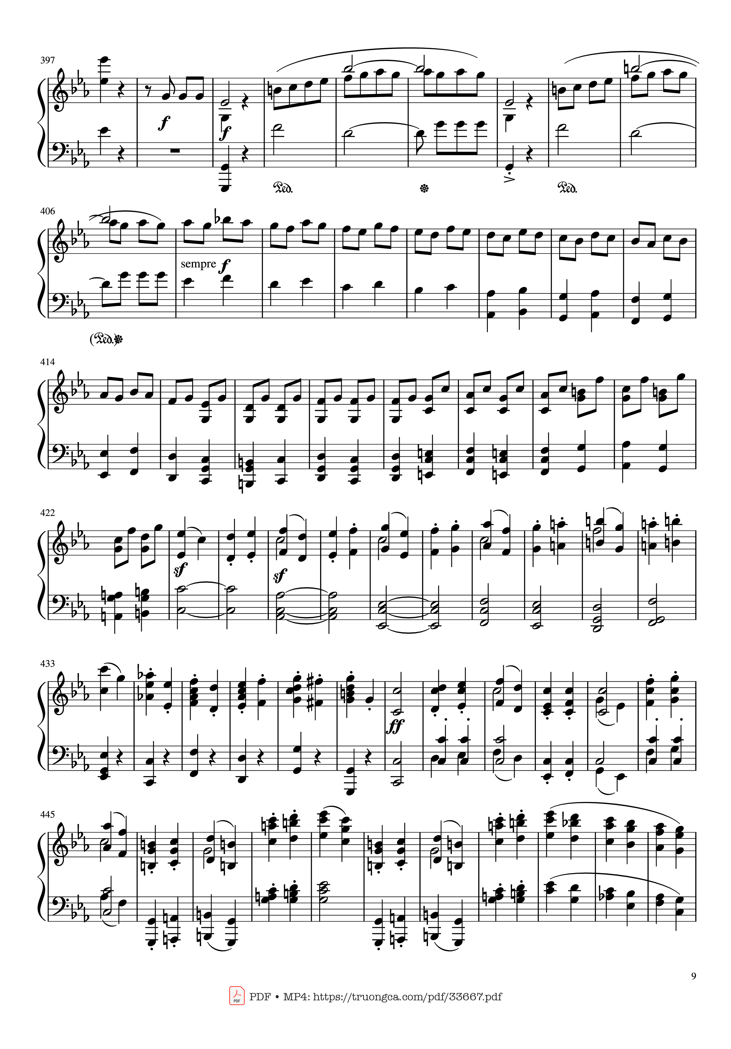 Page 9 of the piano sheet music PDF Piano – Beethoven Symphony No. 5 Piano (Advance) by Ludwig van Beethoven