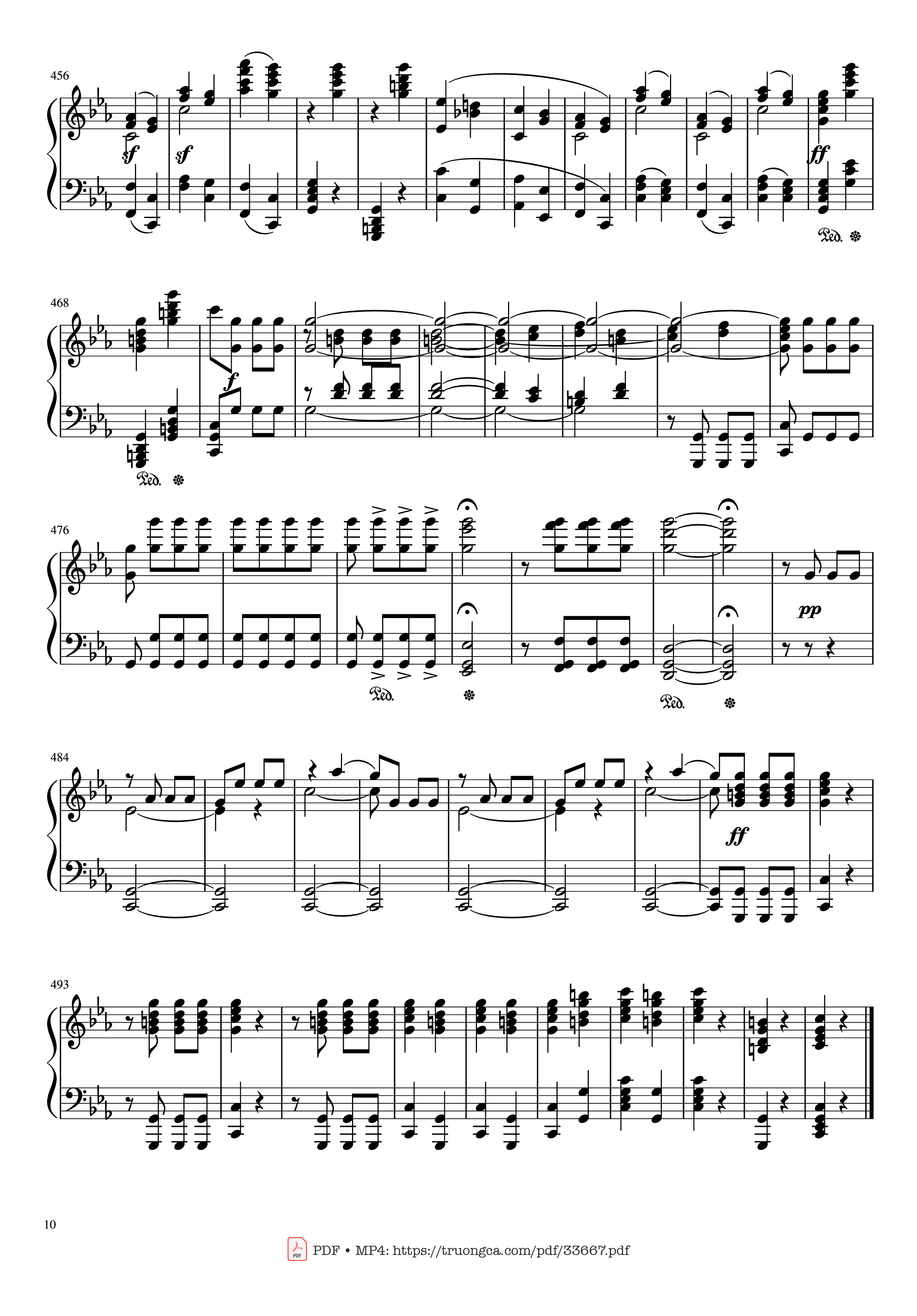 Page 10 of the piano sheet music PDF Piano – Beethoven Symphony No. 5 Piano (Advance) by Ludwig van Beethoven