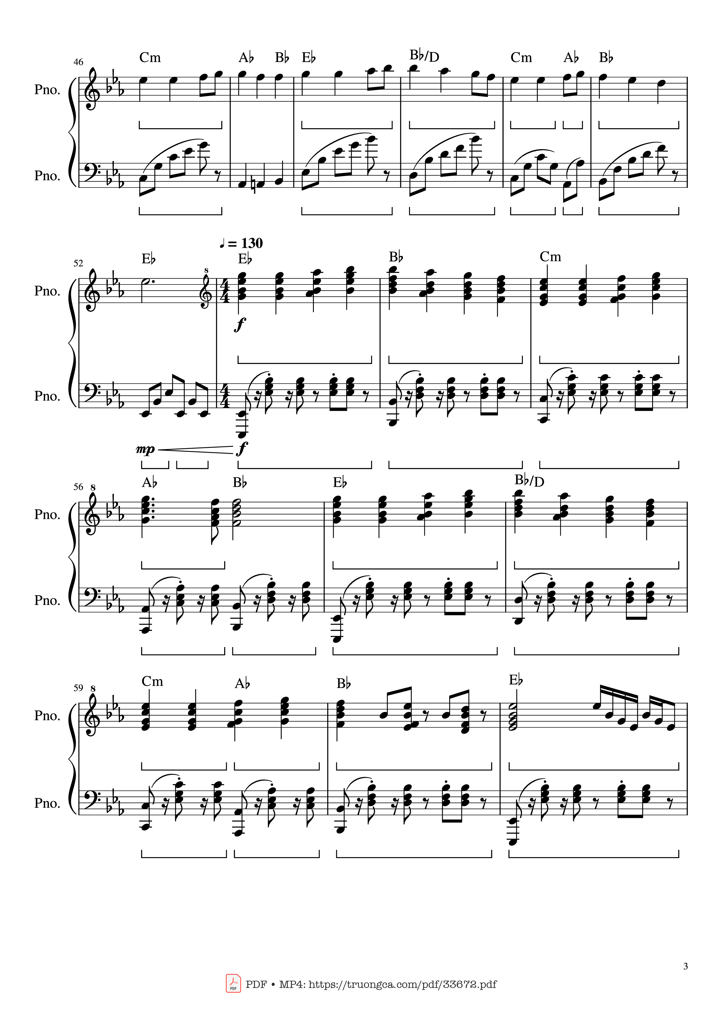 Page 3 of the piano sheet music PDF Piano – Beethoven Ode To Joy Piano Arranged by Ludwig Van Beethoven
