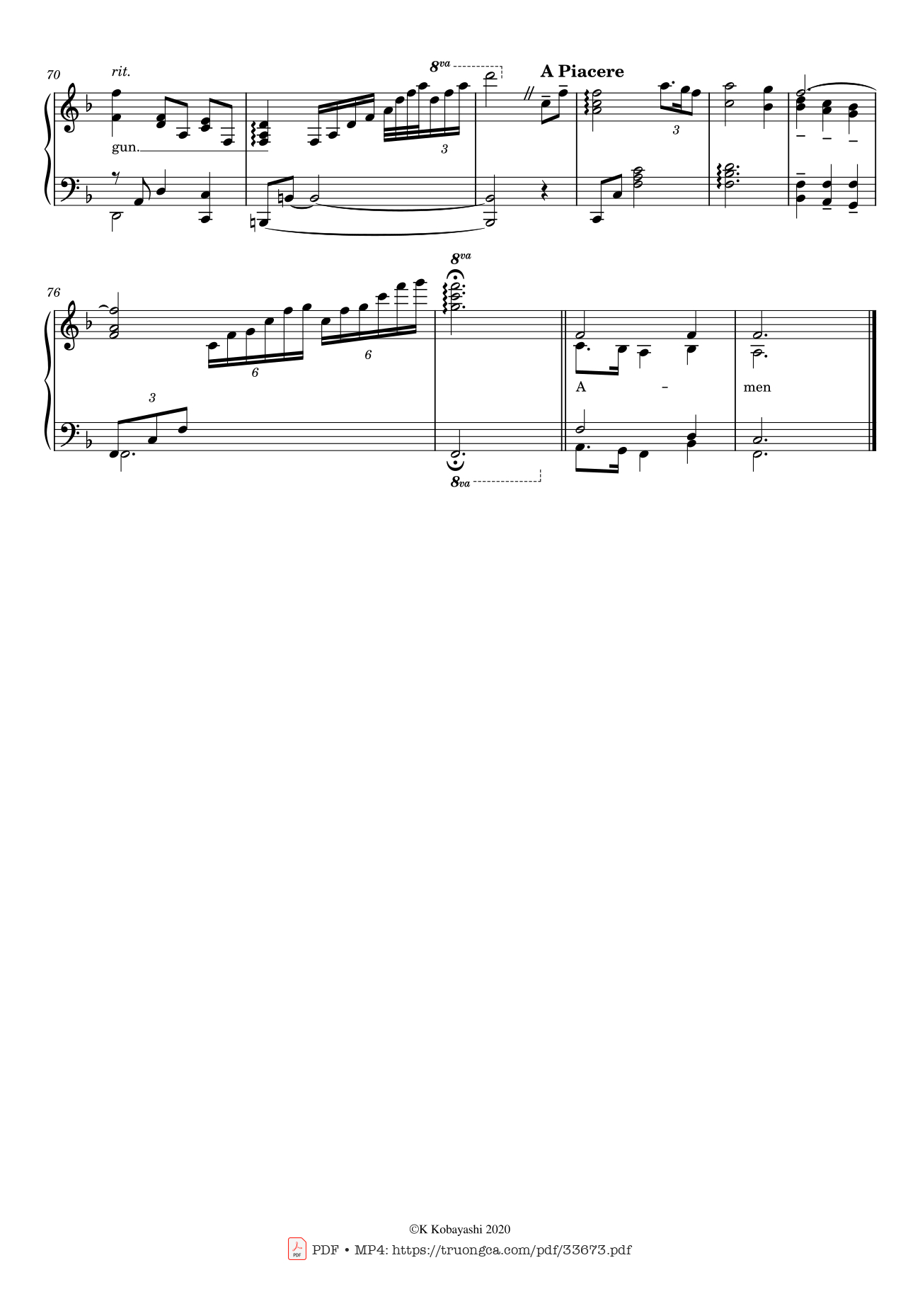 Page 4 of the piano sheet music PDF Piano – Amazing Grace by John Newton