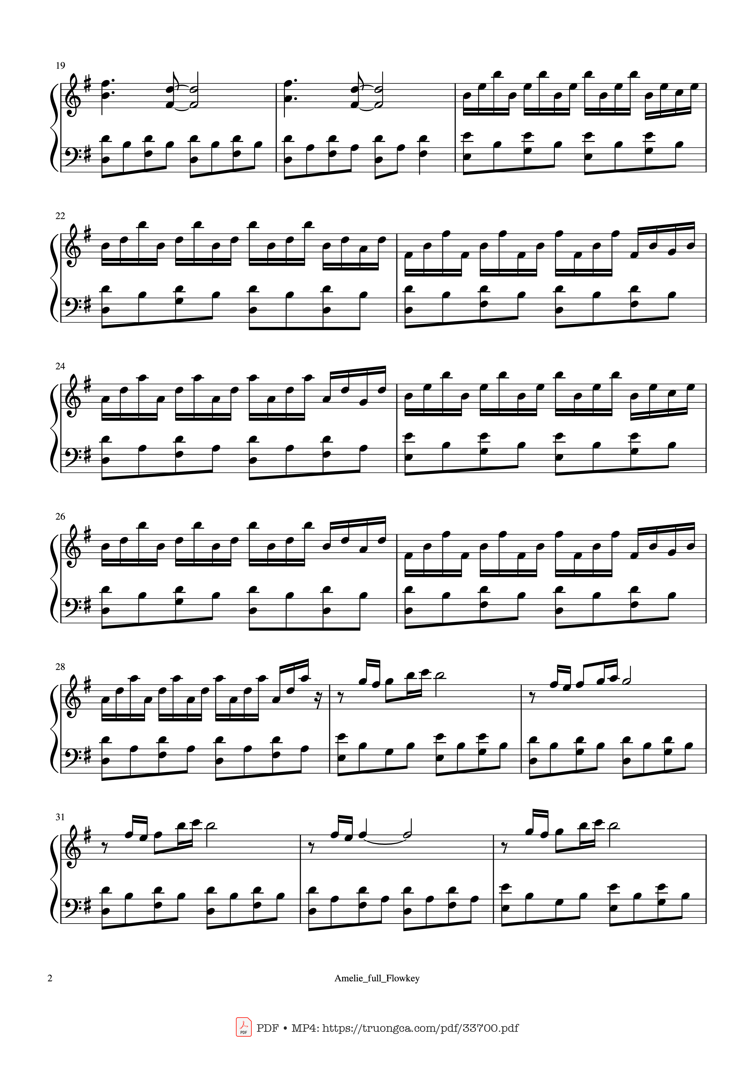 Page 2 of the piano sheet music PDF Piano – Amélie Full Soundtrack Piano by Yann Tiersen
